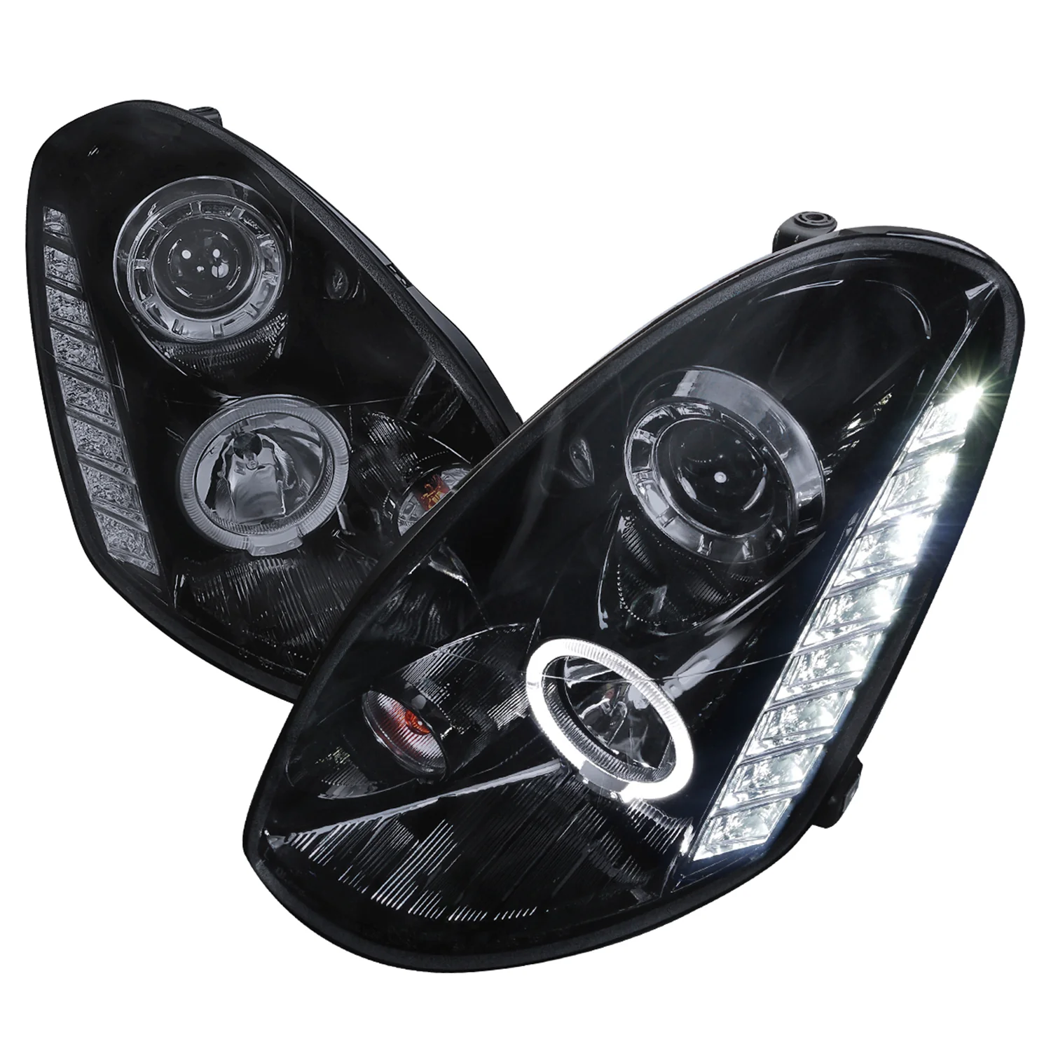 2005-2006 Infiniti G35 Sedan Halo Projector Headlights SMD LED Light Black