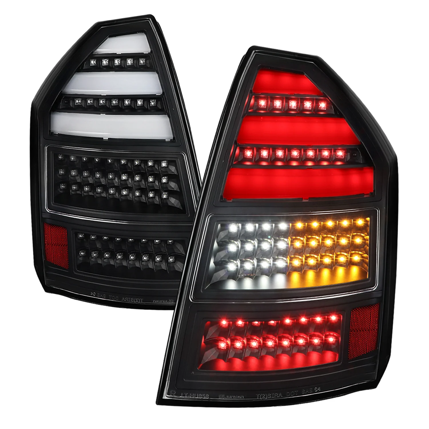 2005-2007 Chrysler 300C V2 LED Tail Lights Matte Black Housing/Clear Lens