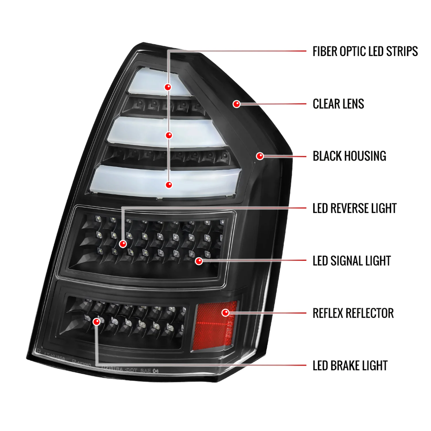 2005-2007 Chrysler 300C V2 LED Tail Lights Matte Black Housing/Clear Lens - Image 8