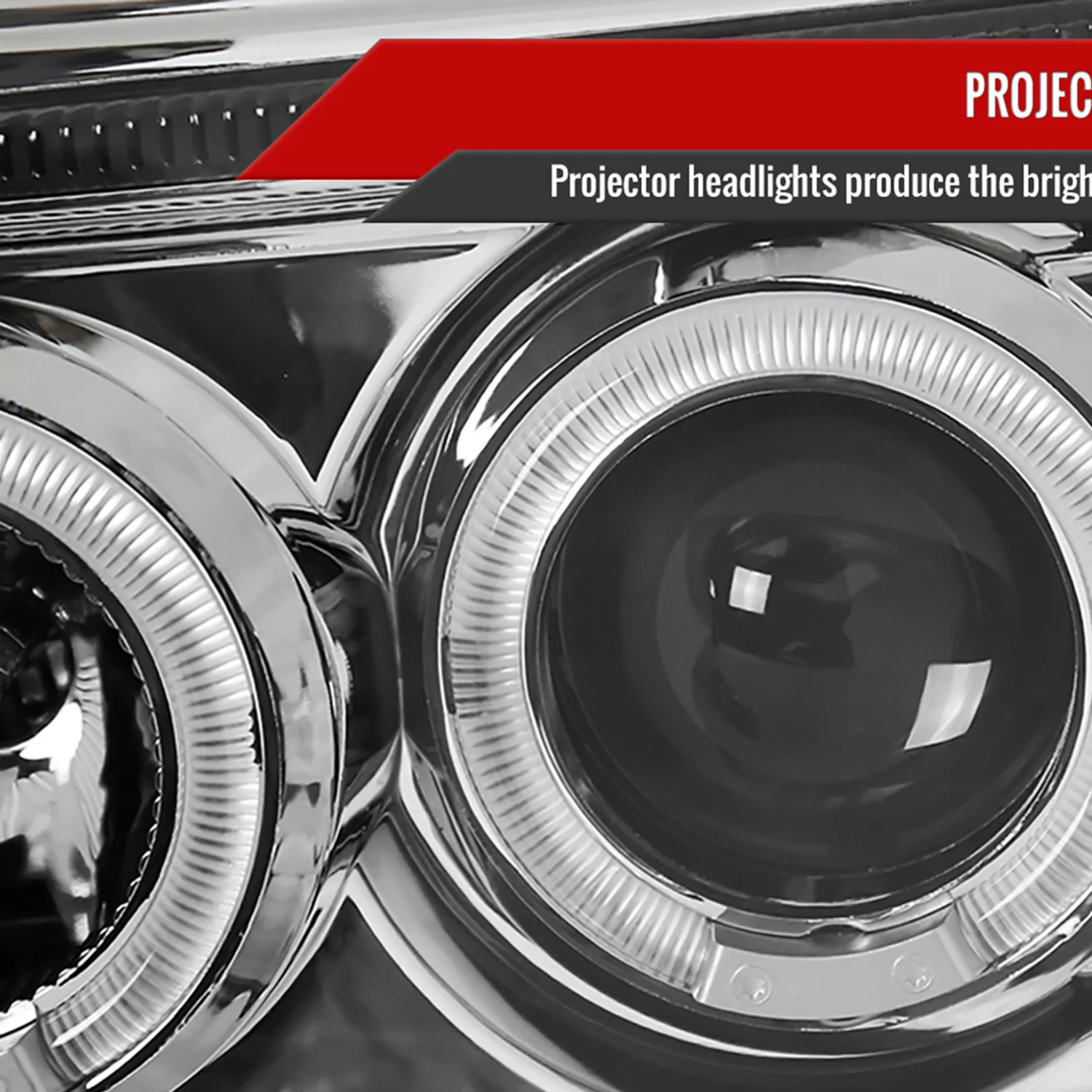 2005-2007 Dodge Dakota Dual Halo Projector Headlights Chrome/Clear Lens - Image 4