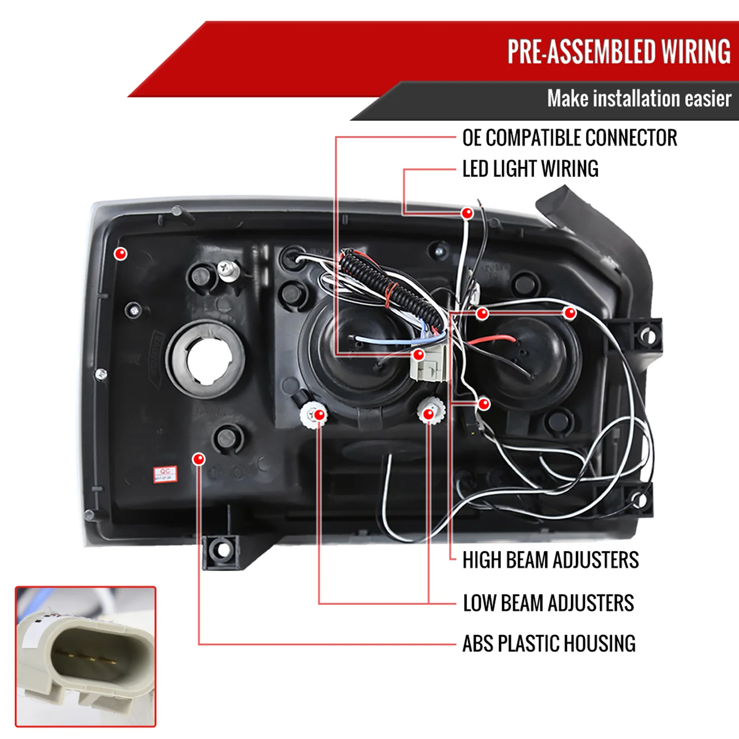 2005-2007 Dodge Dakota Dual Halo Projector Headlights Glossy Black/Smoke Lens - Image 7