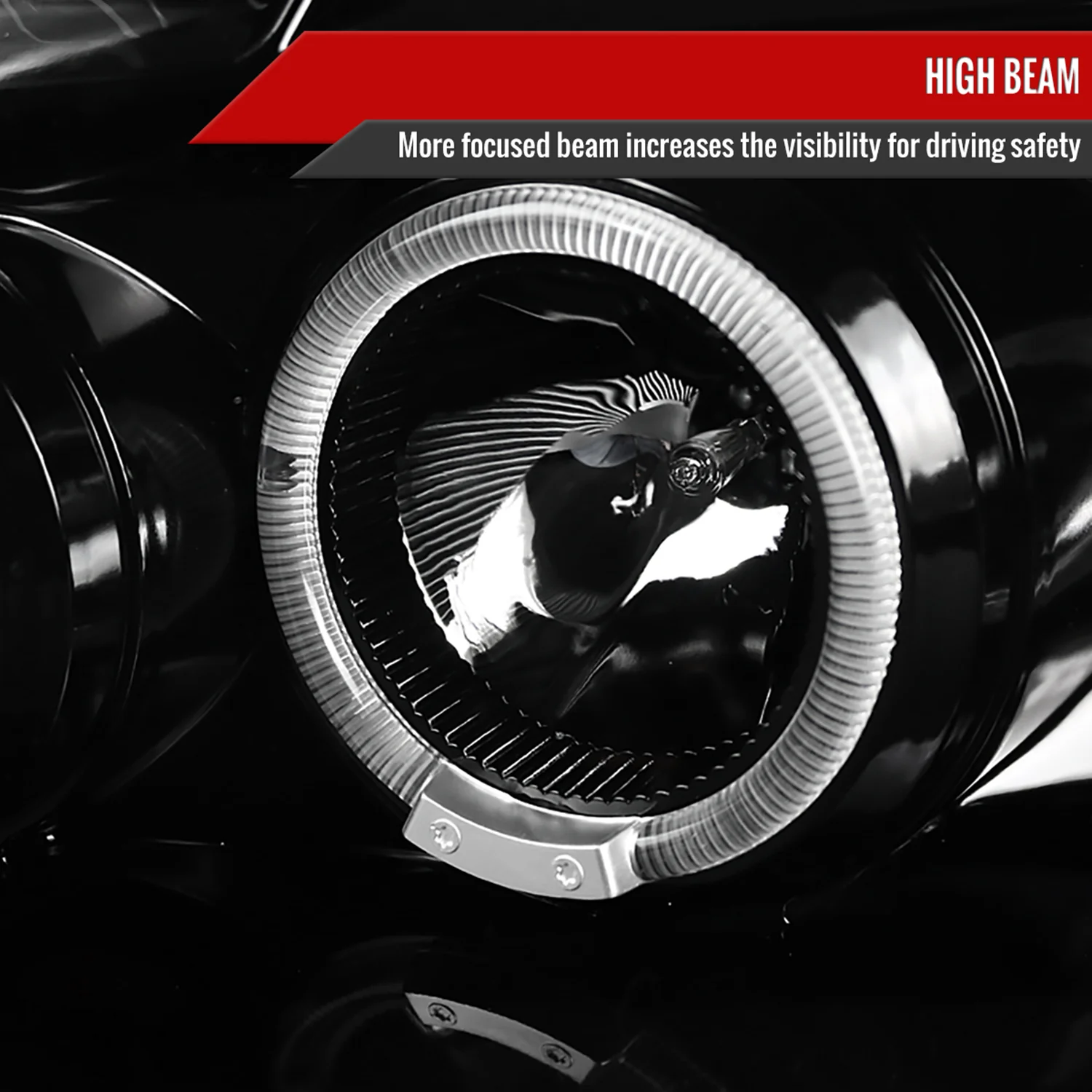 2005-2007 Dodge Magnum Dual Halo Projector Headlights Jet Black/Clear Lens - Image 4