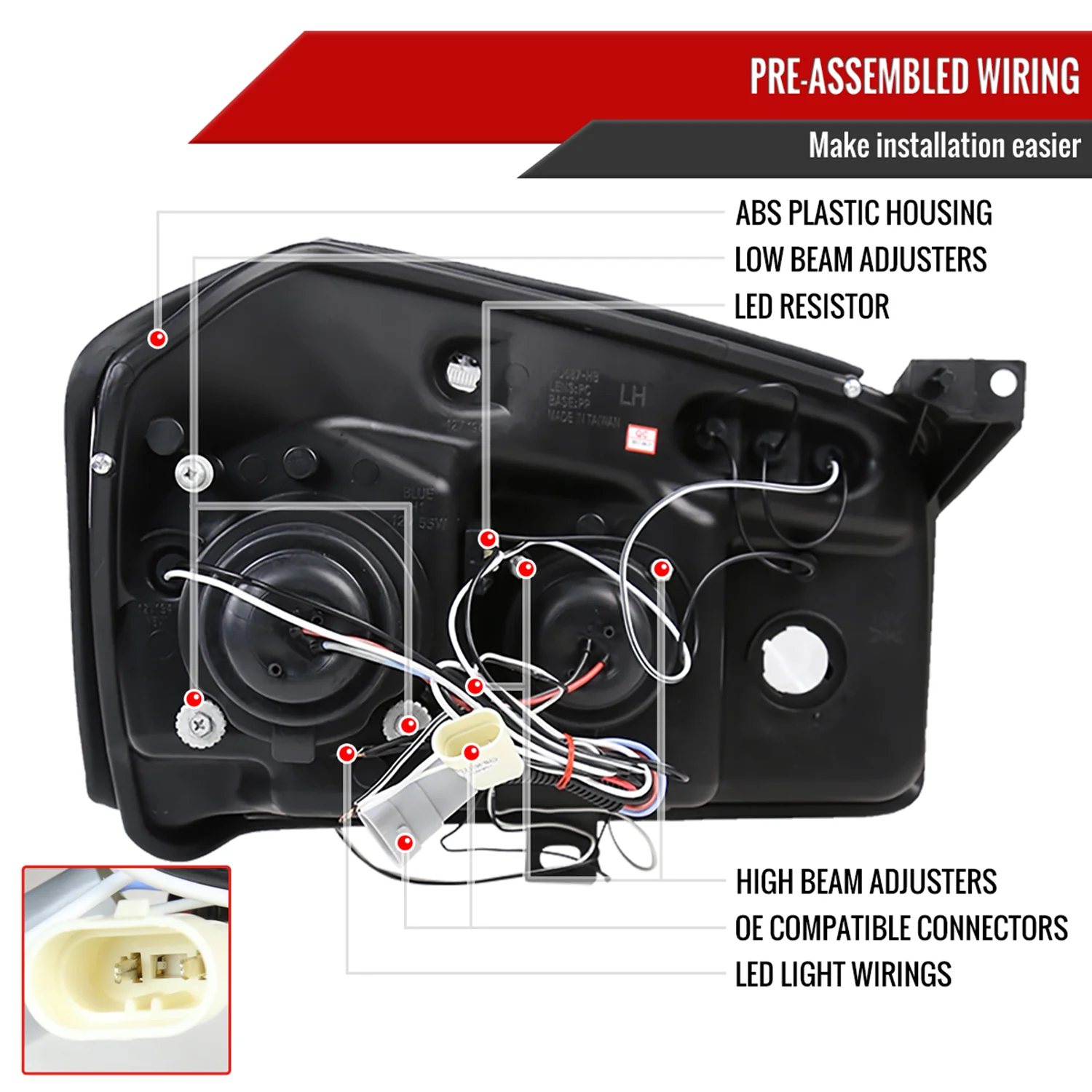 2005-2007 Dodge Magnum Dual Halo Projector Headlights Jet Black/Clear Lens - Image 7
