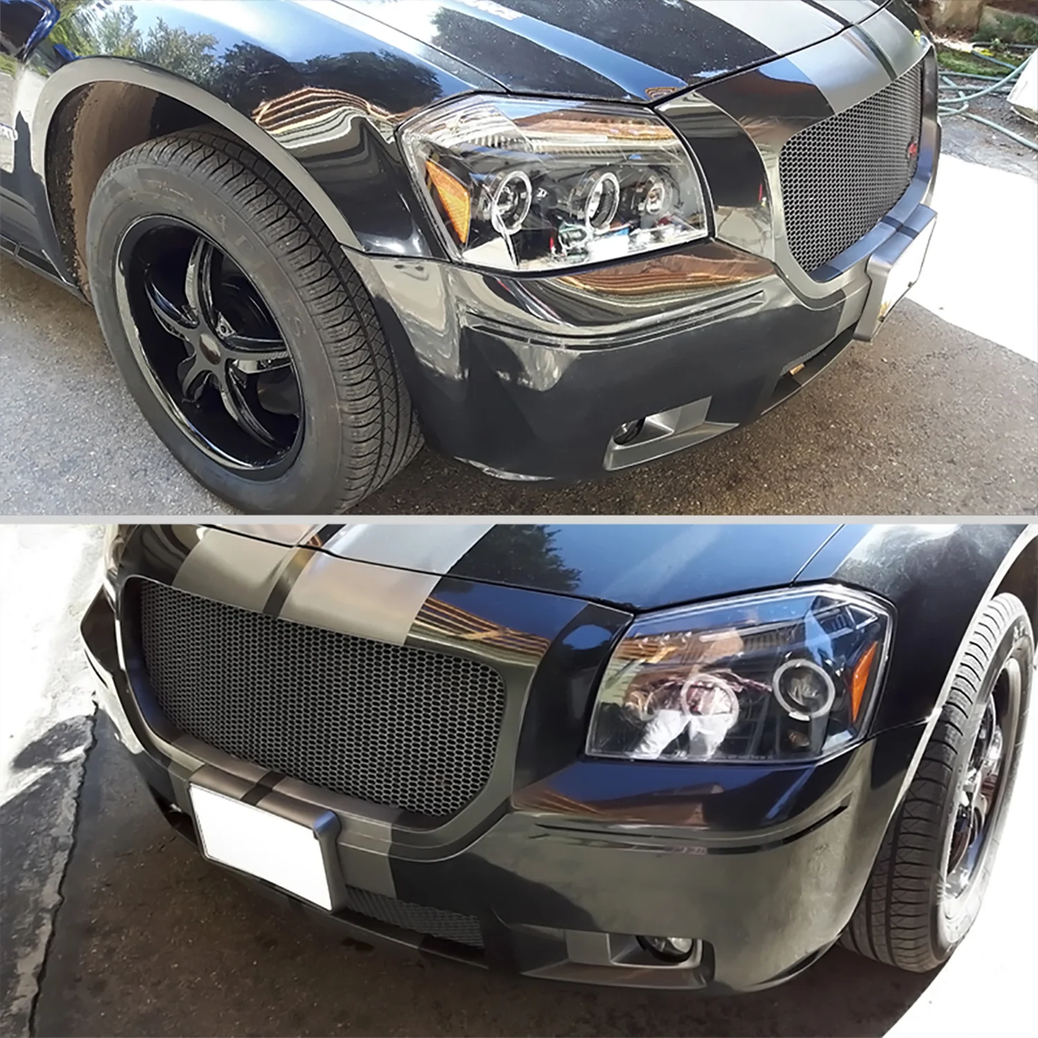 2005-2007 Dodge Magnum Dual Halo Projector Headlights Jet Black/Clear Lens - Image 9