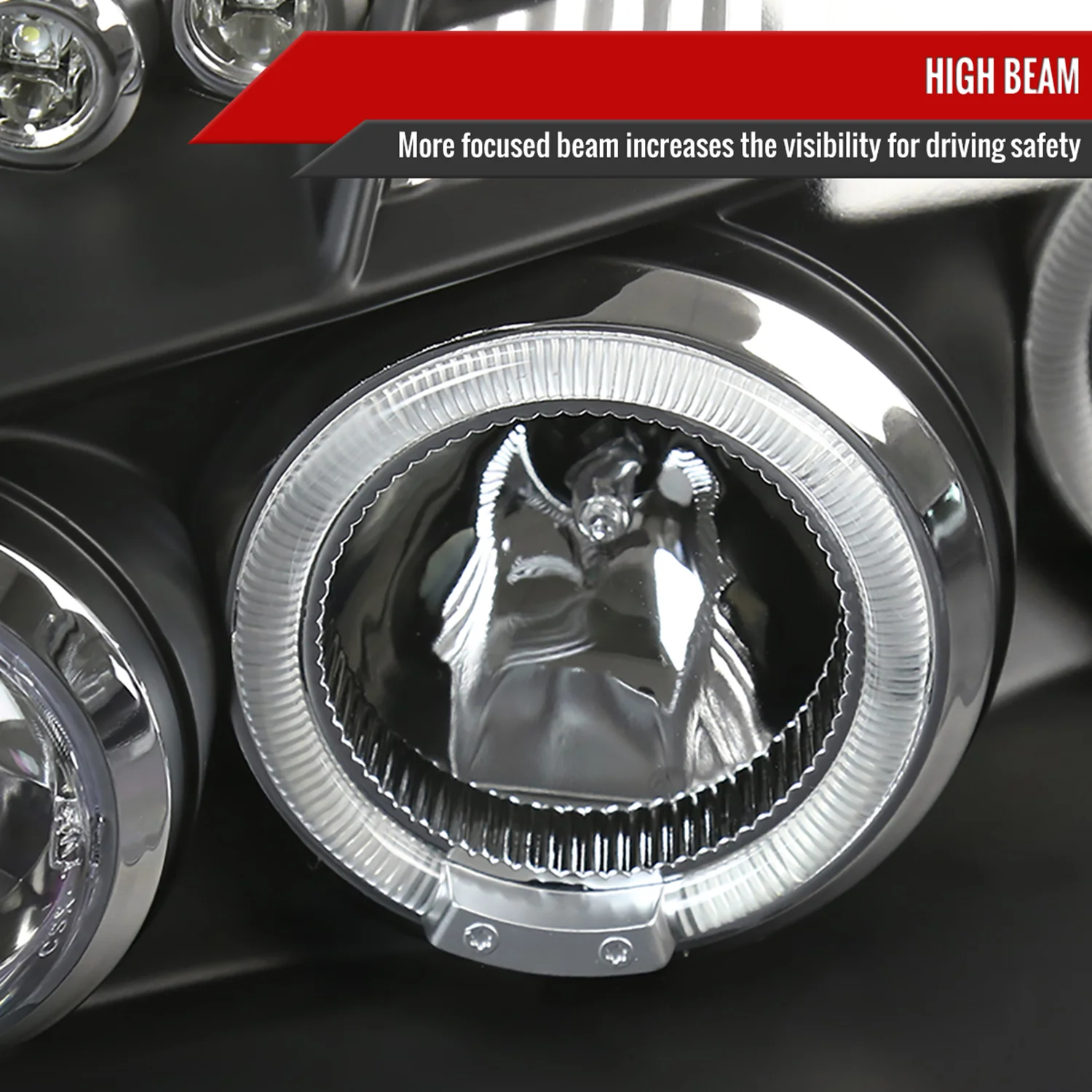 2005-2007 Dodge Magnum Dual Halo Projector Headlights Matte Black/Clear Lens - Image 4