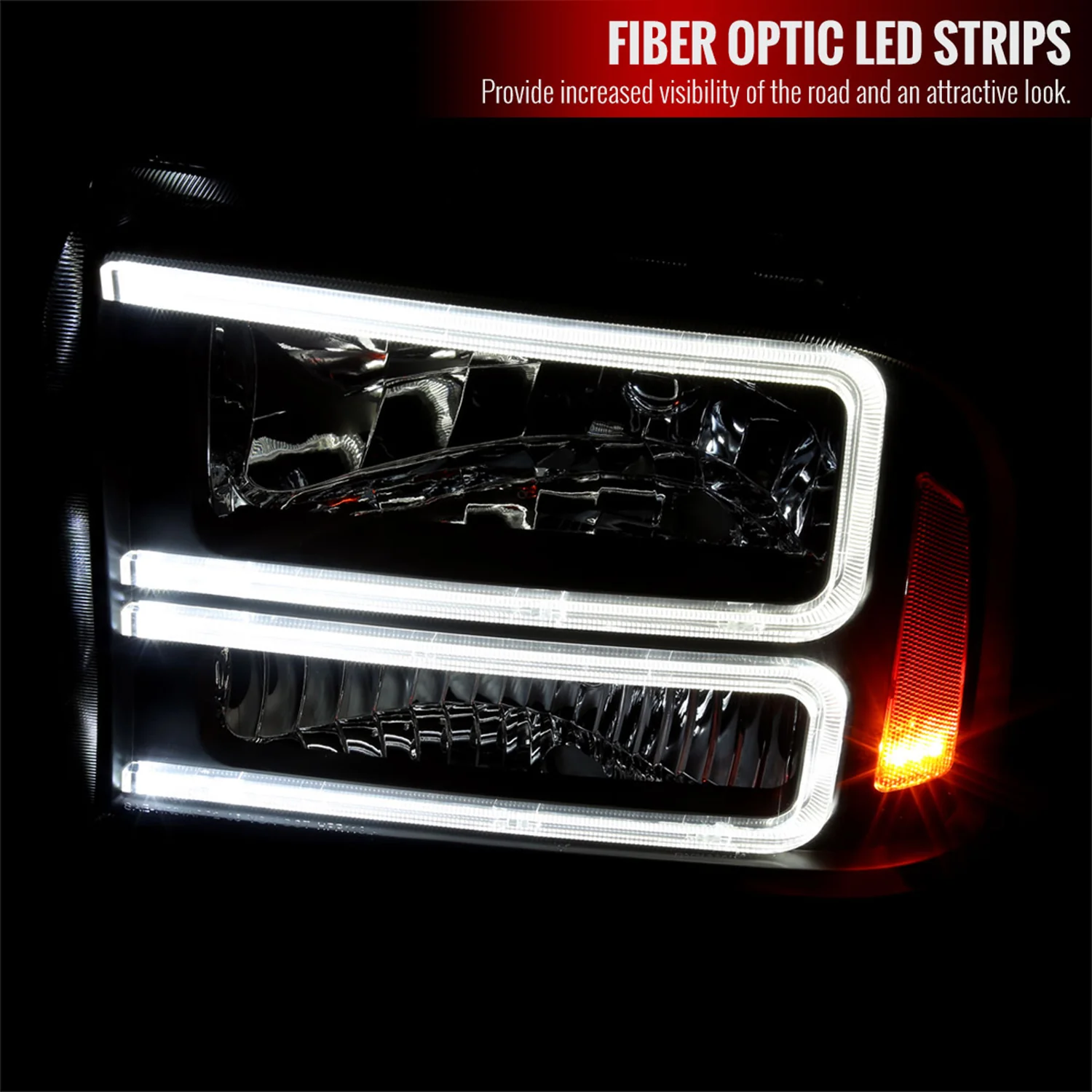 2005-2007 Ford F-250/350/450/550 Super Duty Dual LED Factory Headlights Black - Image 2