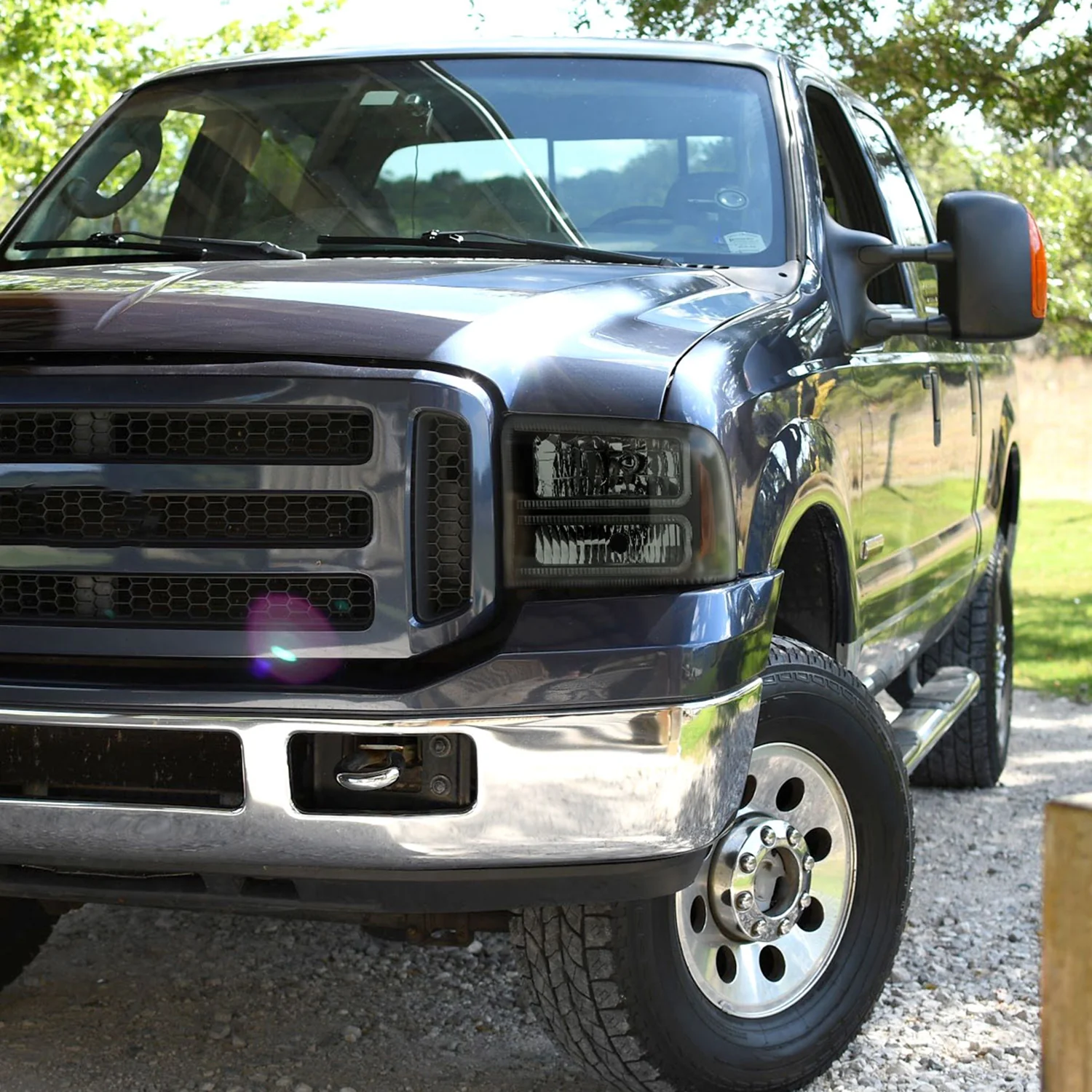 2005-2007 Ford F-250/350/450 SuperDuty Dual LED C-Bar Factory Headlights Black - Image 10