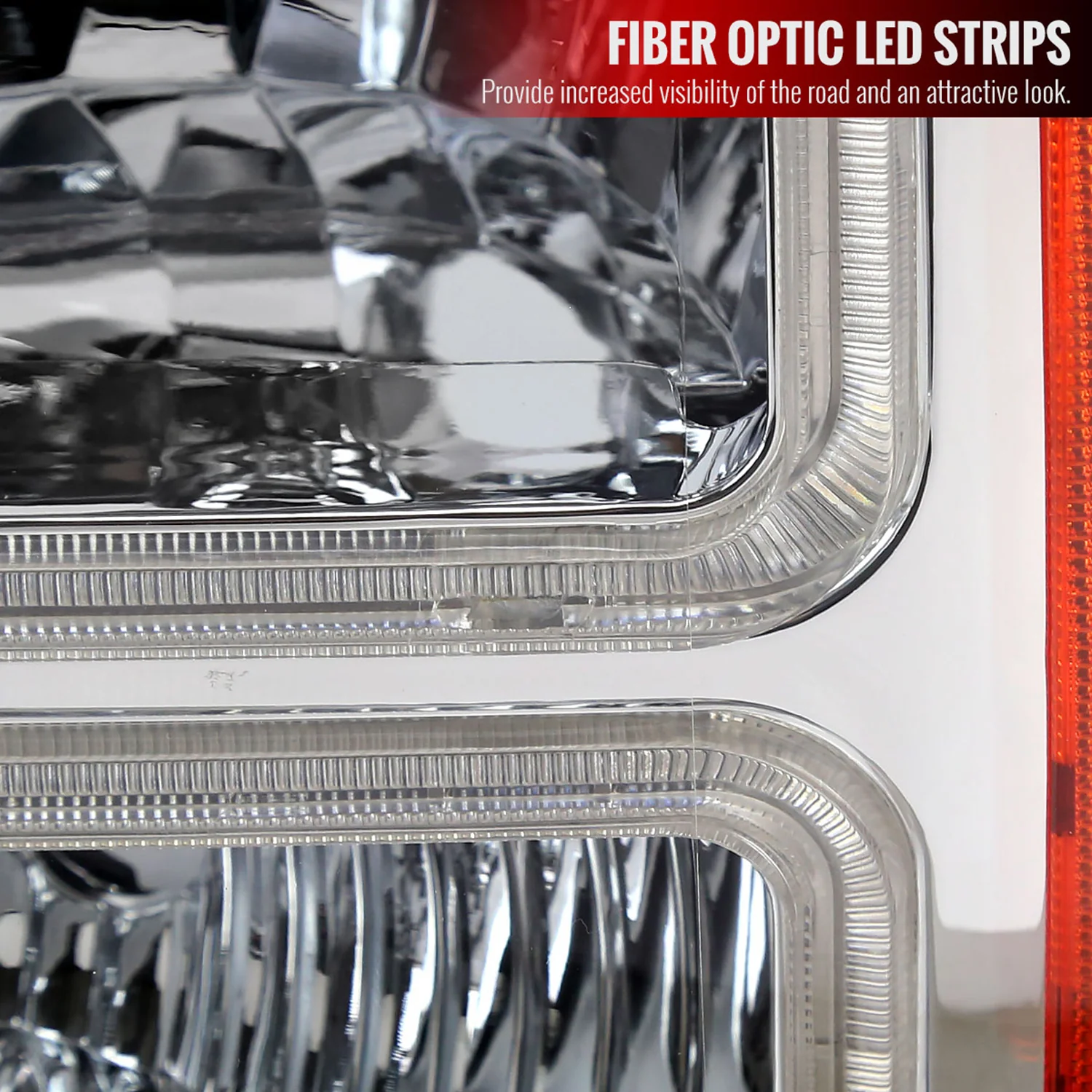 2005-2007 Ford F250/350/450 SuperDuty Dual LED C-Bar Factory Headlights Chrome - Image 4