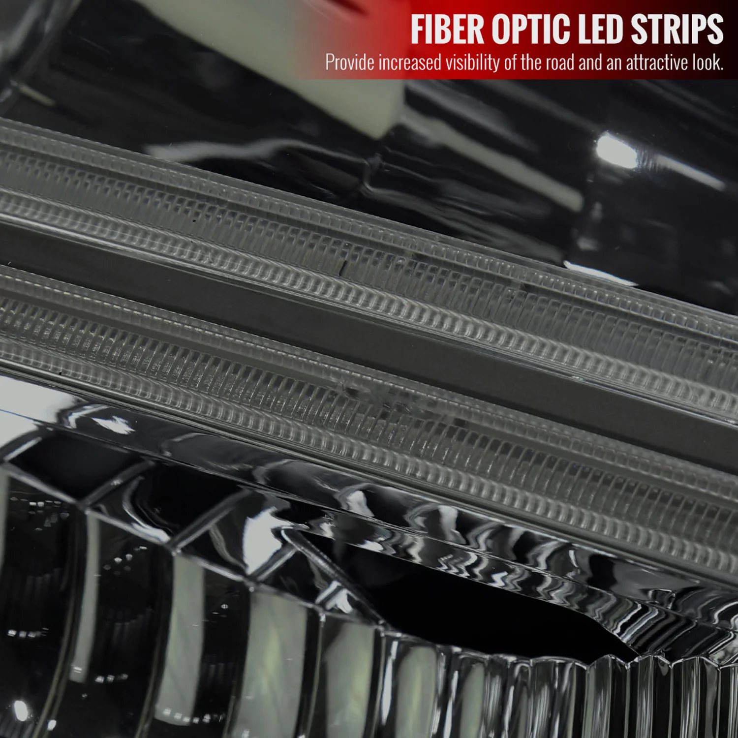2005-2007 Ford F250/350/450 SuperDuty Dual LED C-Bar Factory Headlights Smoked - Image 4