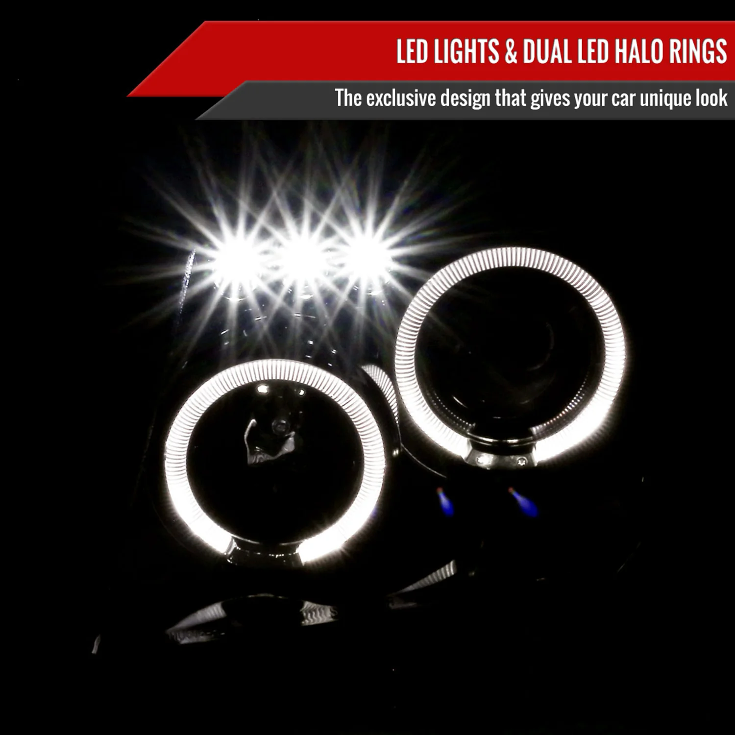 2005-2007 Nissan Pathfinder/ 05-2008 Frontier Dual Halo Headlights Jet Black - Image 2
