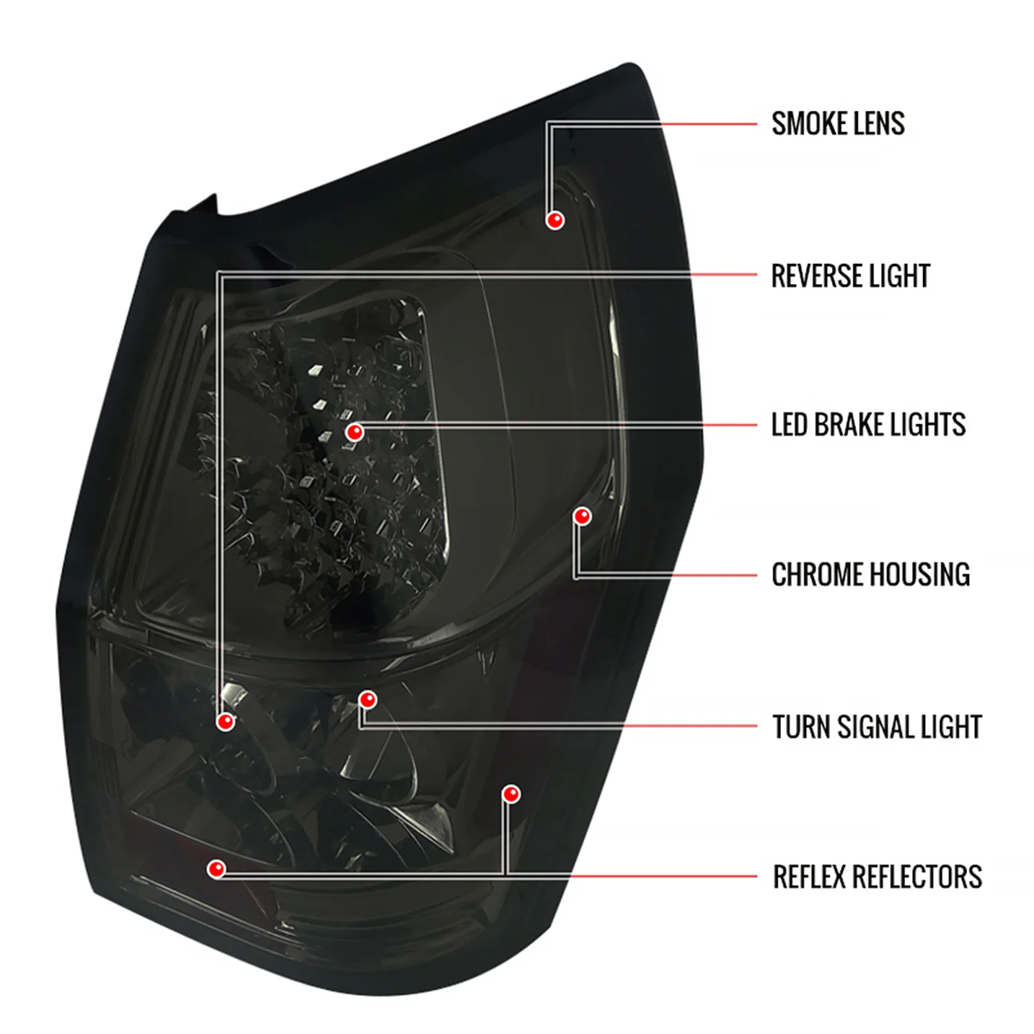 2005-2008 Dodge Magnum LED Tail Lights Chrome Housing/Smoke Lens - Image 7