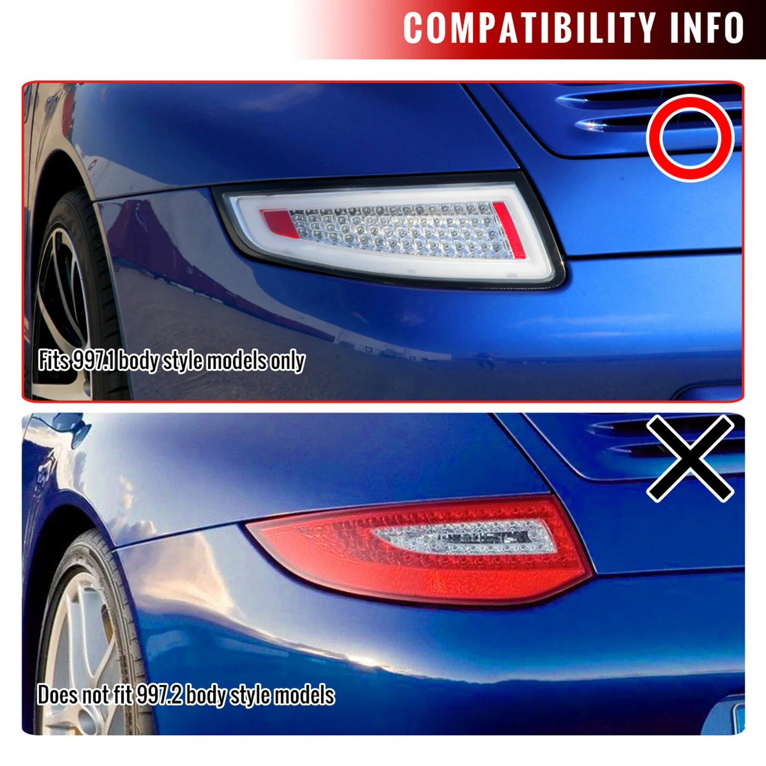 2005-2008 Porsche 911 997 Carrera/911 997 GT3 LED Tail Lights Chrome/Red Smoke - Image 7