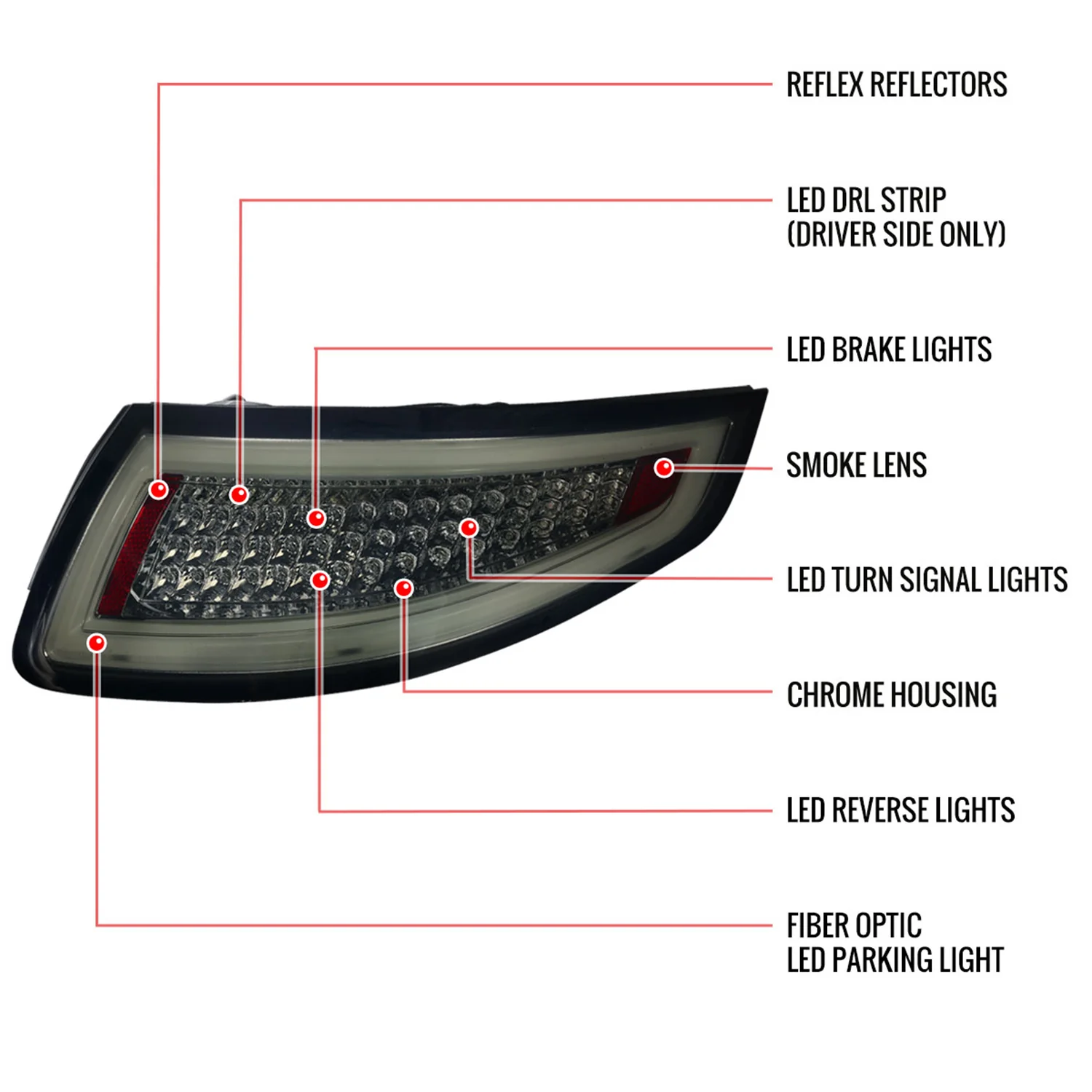 2005-2008 Porsche 911 997 Carrera / 911 997 GT3 LED Tail Lights Chrome/Smoke - Image 9