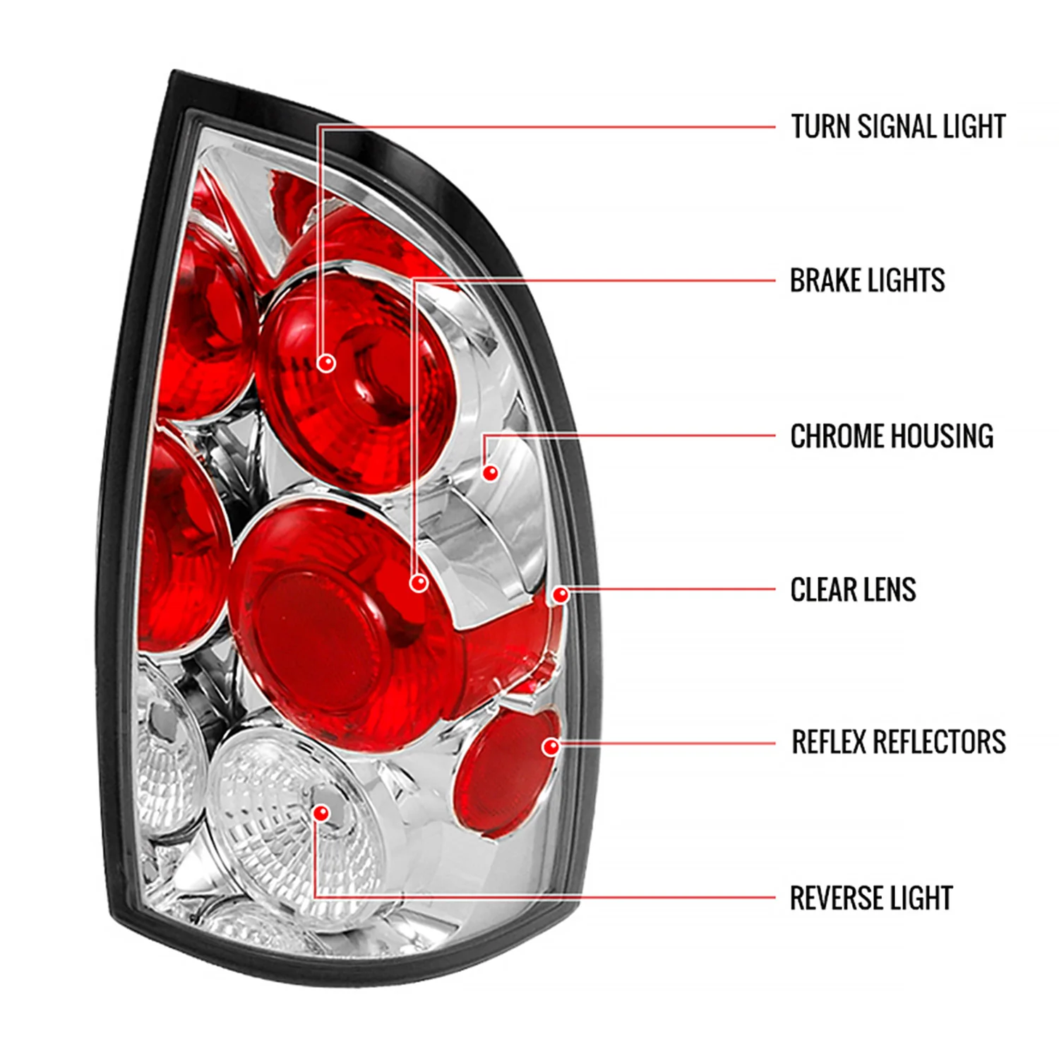 2005-2008 Toyota Tacoma Tail Lights Chrome Housing/Clear Lens - Image 6