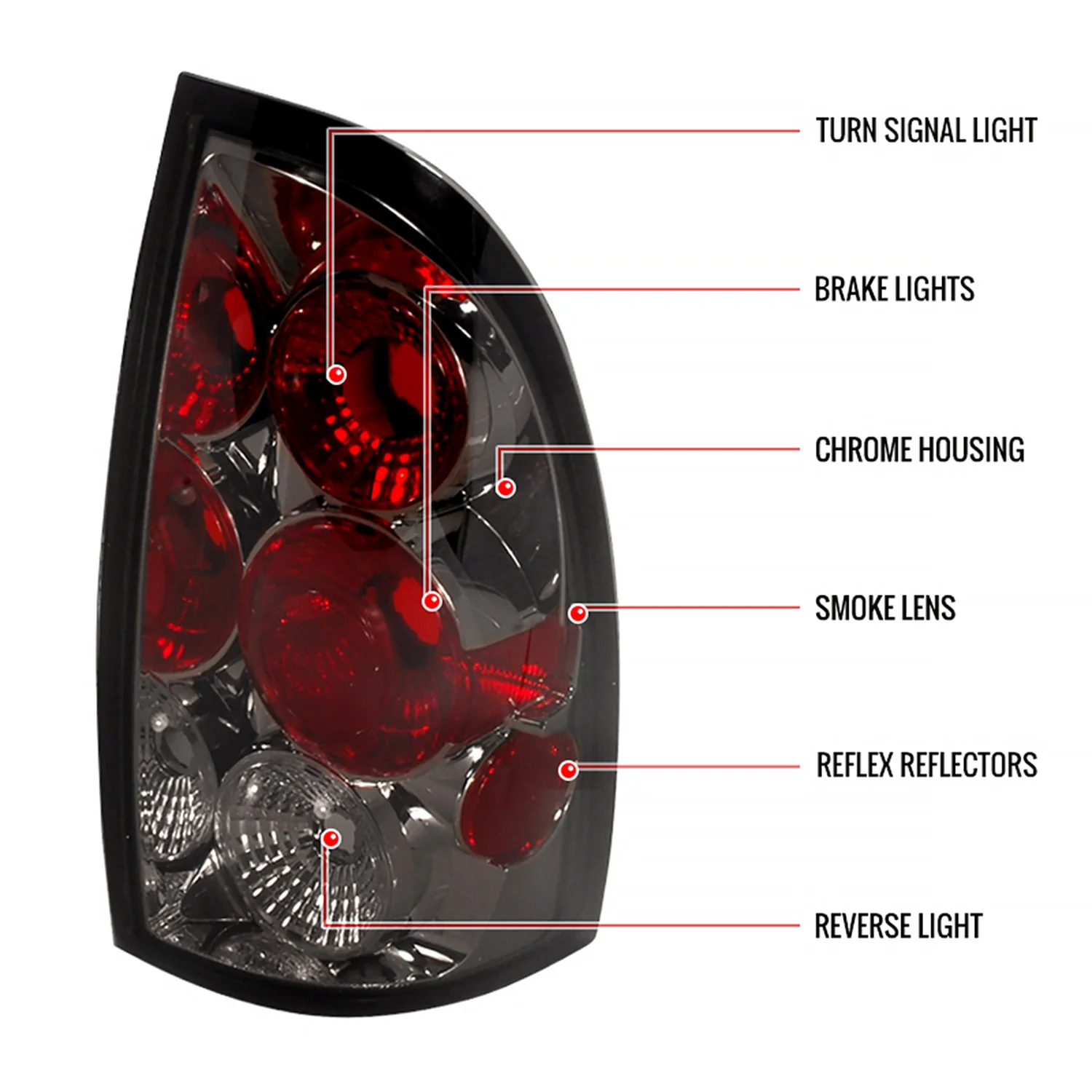 2005-2008 Toyota Tacoma Tail Lights Chrome Housing/Smoke Lens - Image 6