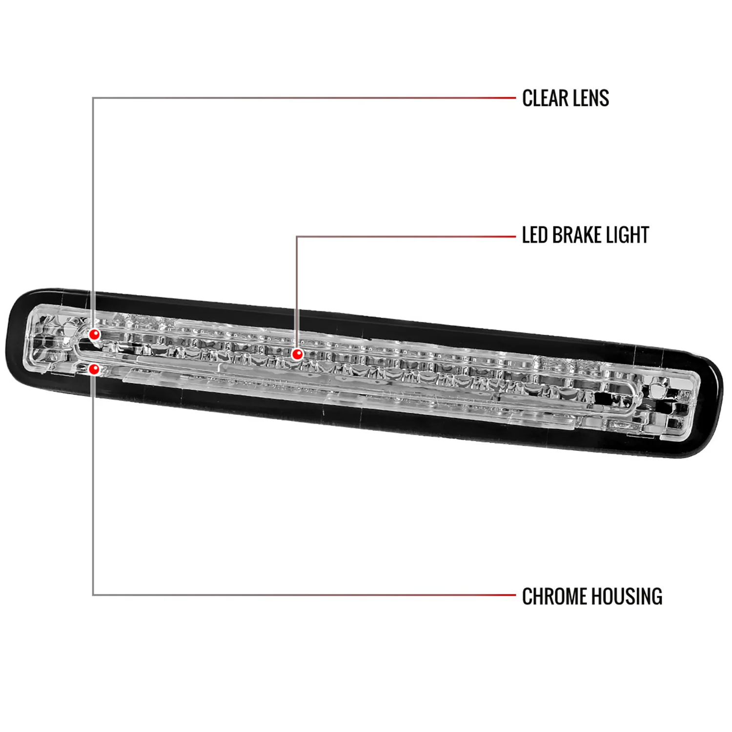 2005-2009 Ford Mustang LED 3rd Brake Light Chrome Housing/Clear Lens - Image 8