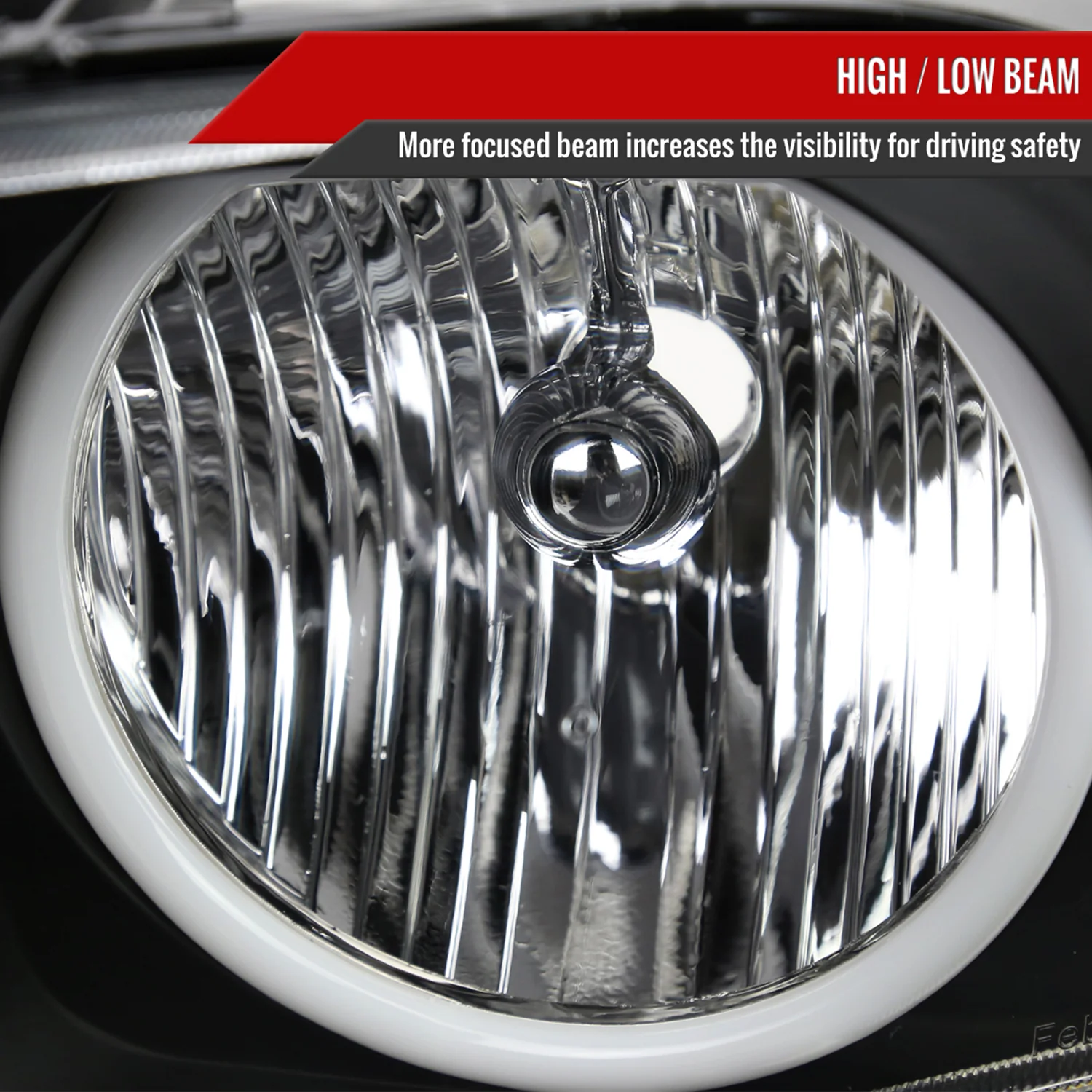 2005-2009 Ford Mustang LED Halo Factory Style Headlights Matte Black/Clear - Image 4