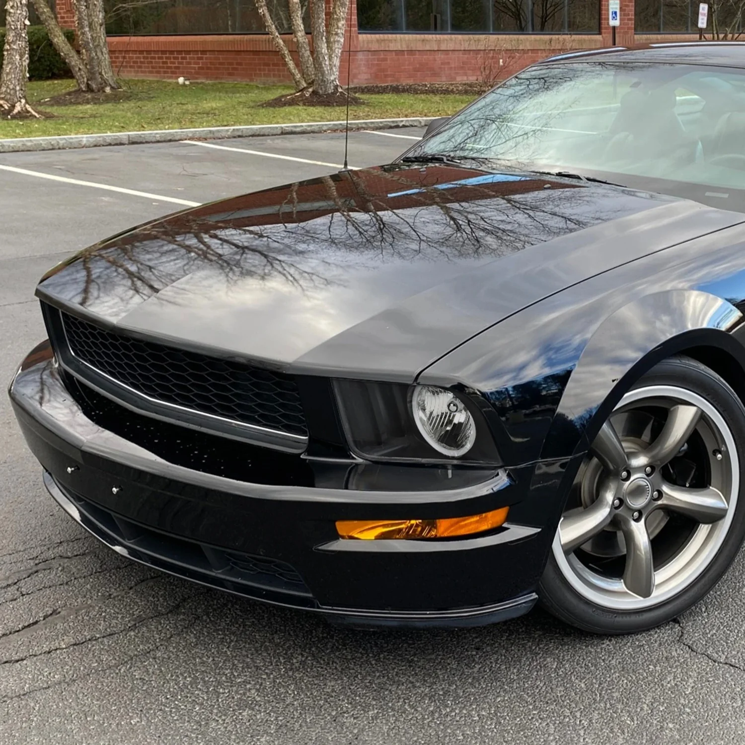 2005-2009 Ford Mustang LED Halo Factory Style Headlights Matte Black/Clear - Image 9