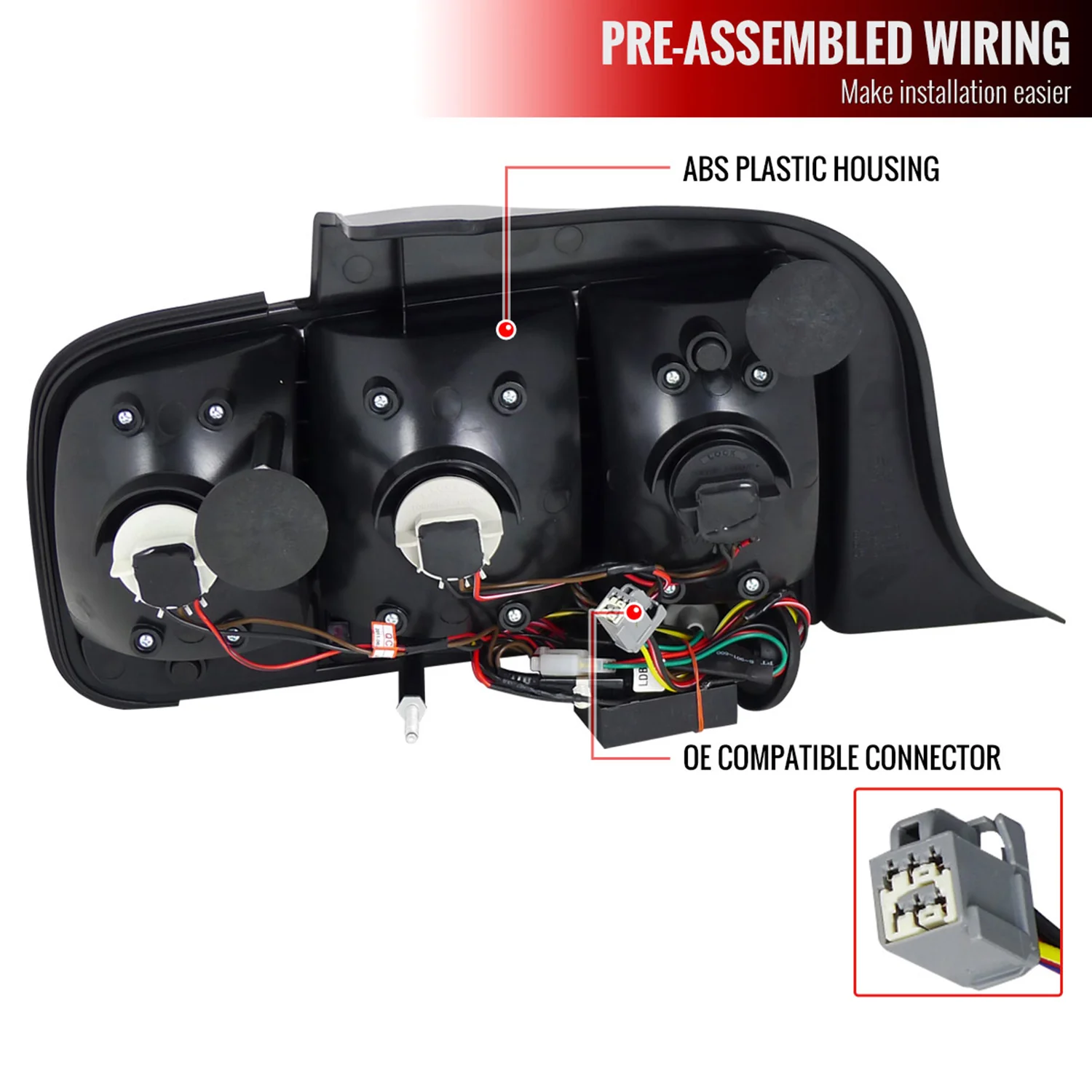 2005-2009 Ford Mustang Sequential LED Tail Lights Chrome/Red Smoke Lens - Image 8