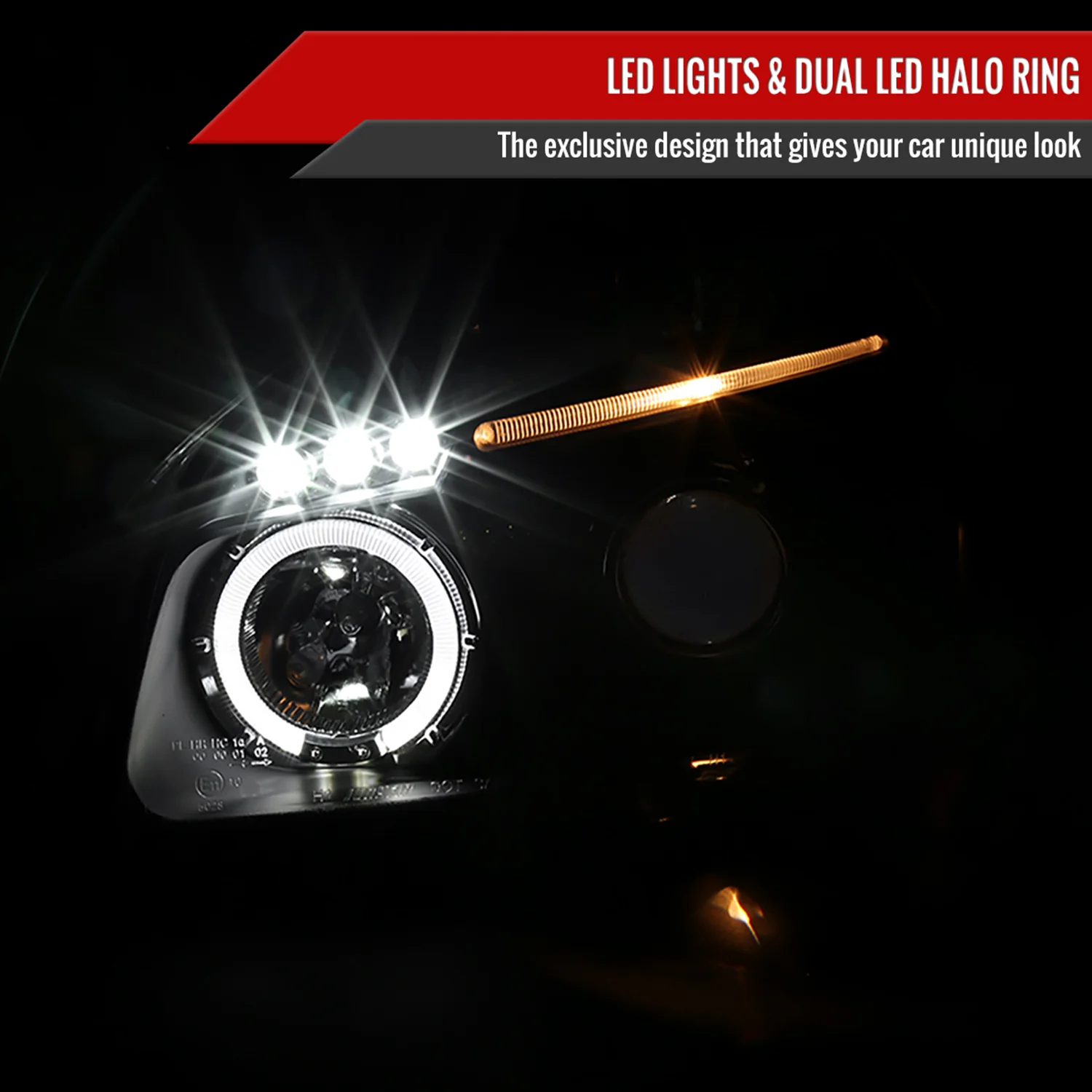 2005-2009 Hyundai Tucson Single Halo Projector Headlights Matte Black/Clear - Image 2