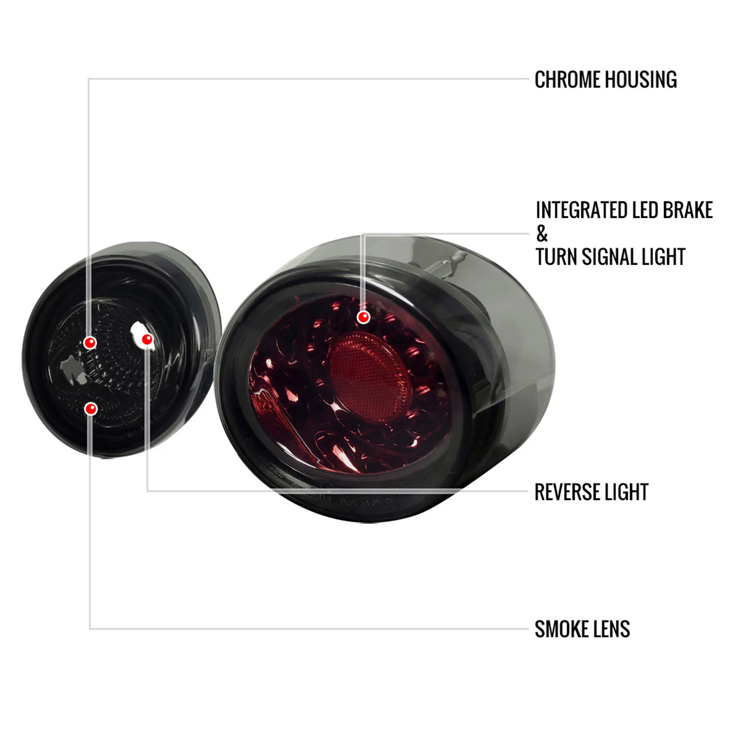 2005-2010 Chevy Cobalt Coupe LED Tail Lights & Reverse Lights Chrome/Red Smoke - Image 8