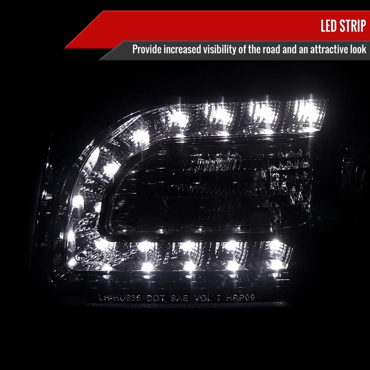 2005-2010 Chrysler 300 Projector Headlights LED Light Strip Glossy Black/Smoke - Image 2