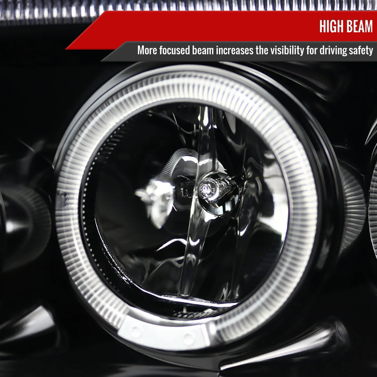 2005-2010 Dodge Charger Dual Halo Projector Headlights Jet Black/Clear Lens - Image 4