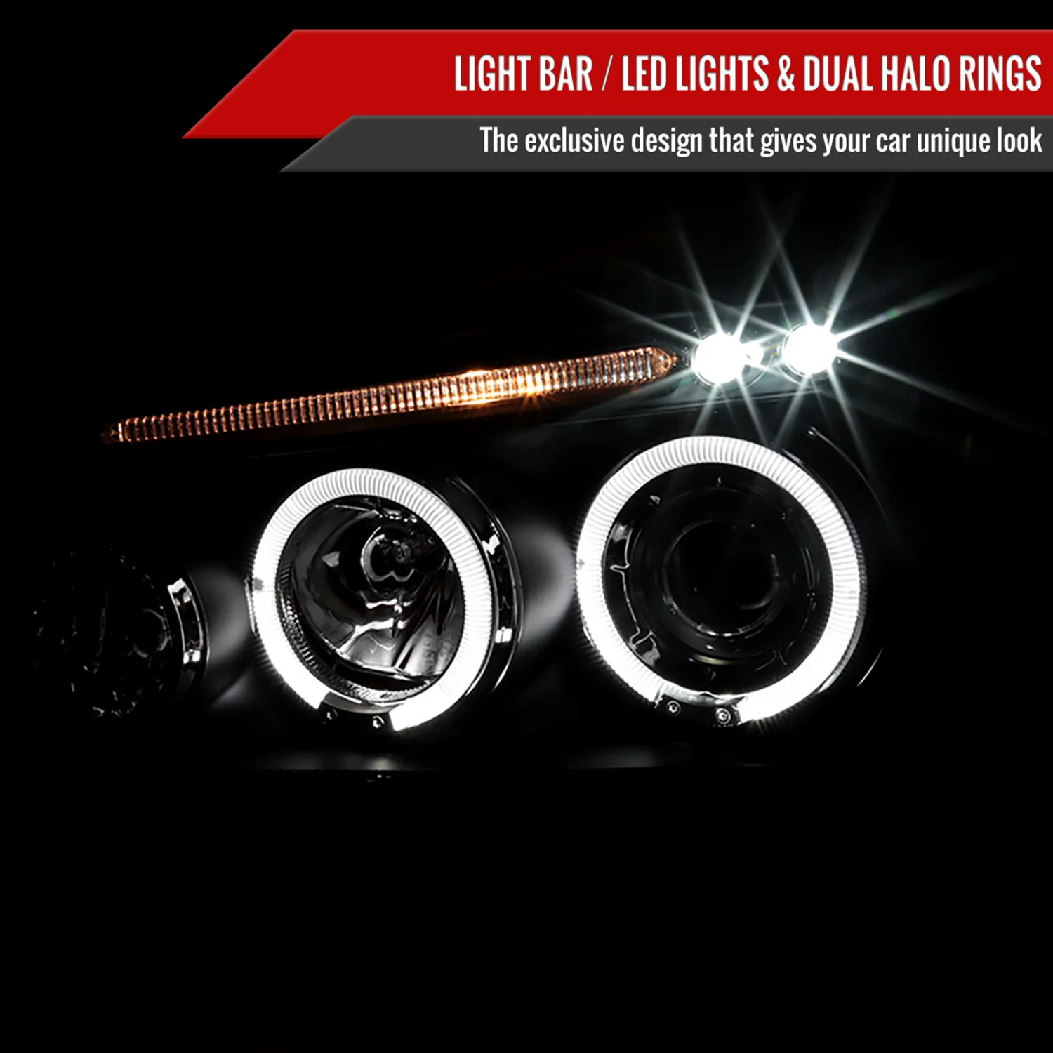 2005-2010 Dodge Charger Dual Halo Projector Headlights Matte Black/Clear Lens - Image 2