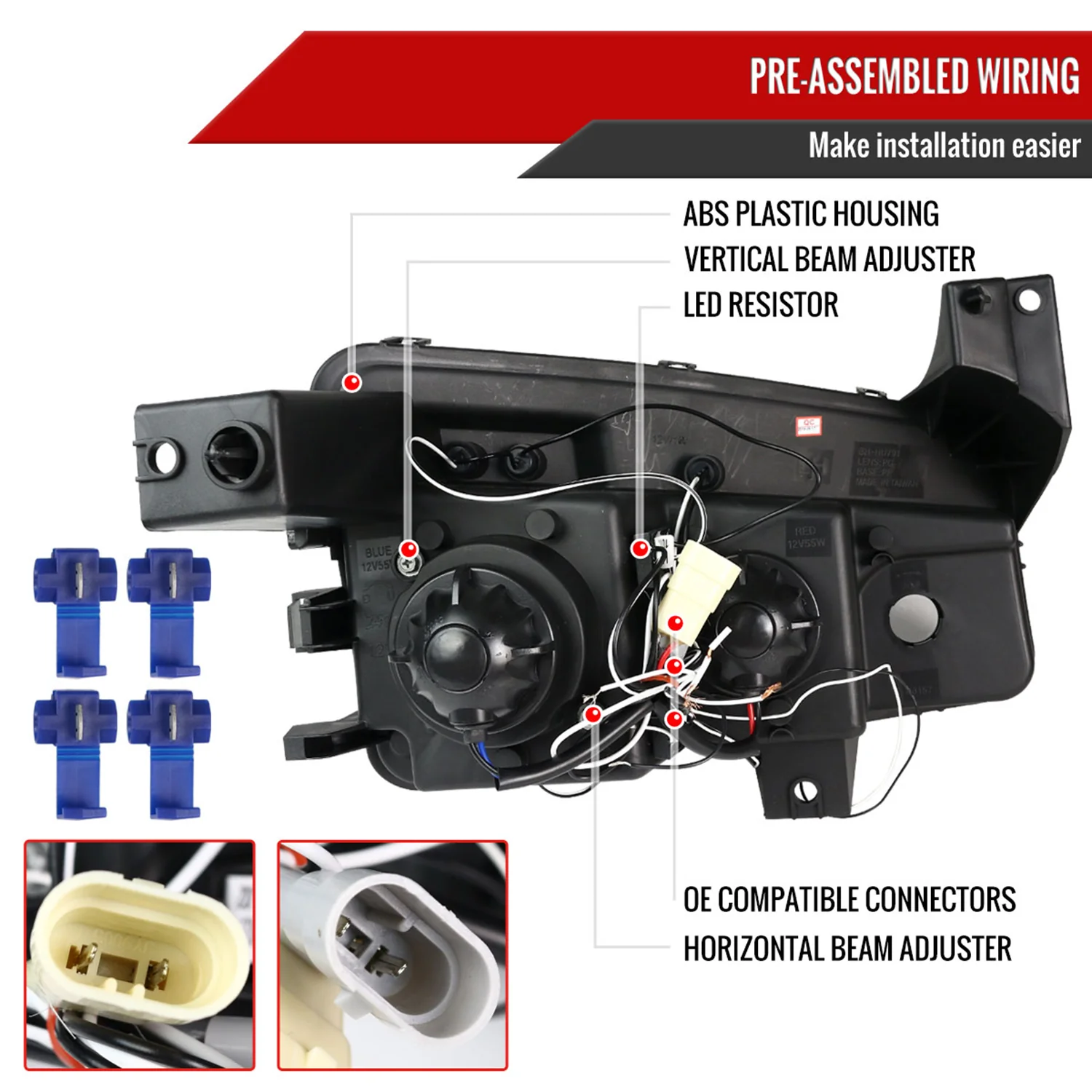 2005-2010 Dodge Charger Dual Halo Projector Headlights Matte Black/Clear Lens - Image 7