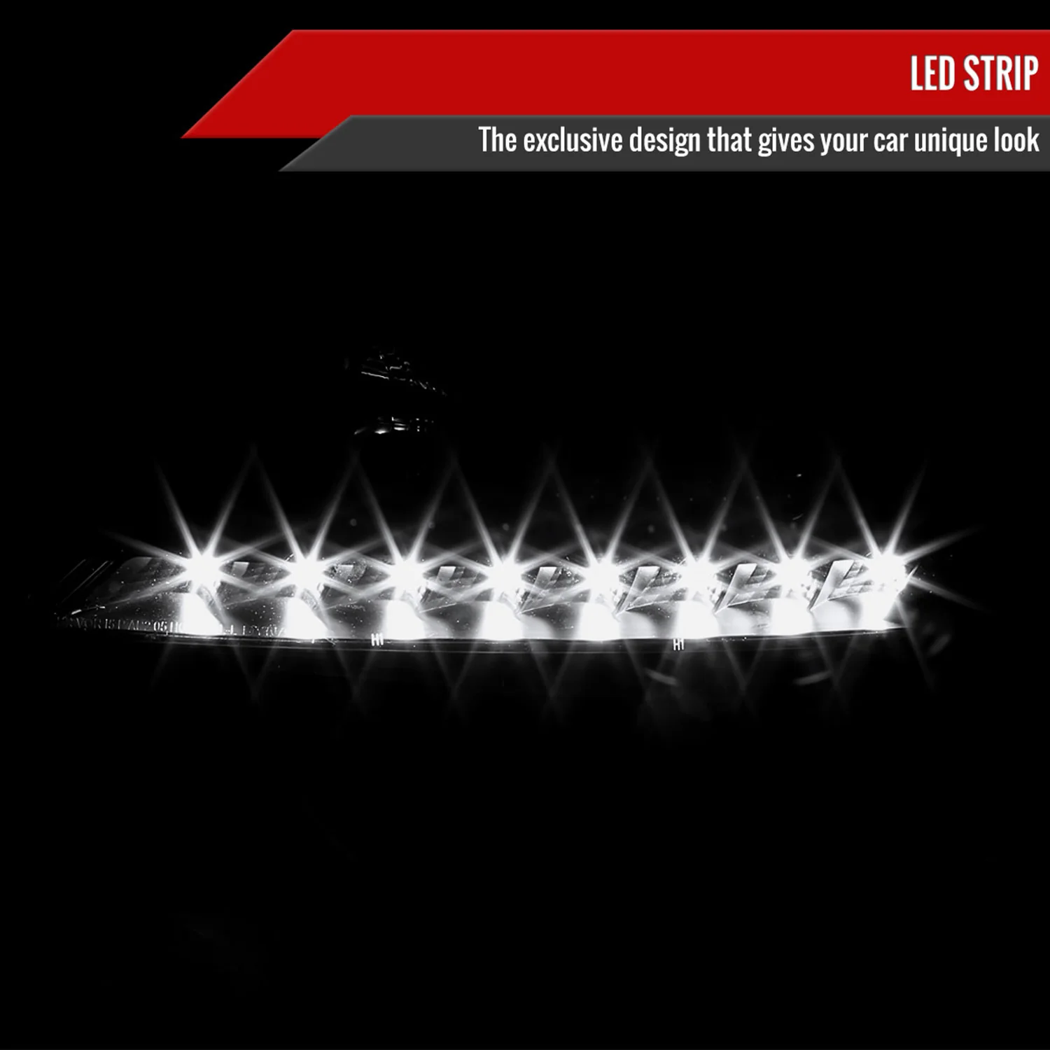 2005-2010 Pontiac G6 Projector Headlights w/ LED Light Strip Black/Smoke Lens - Image 2