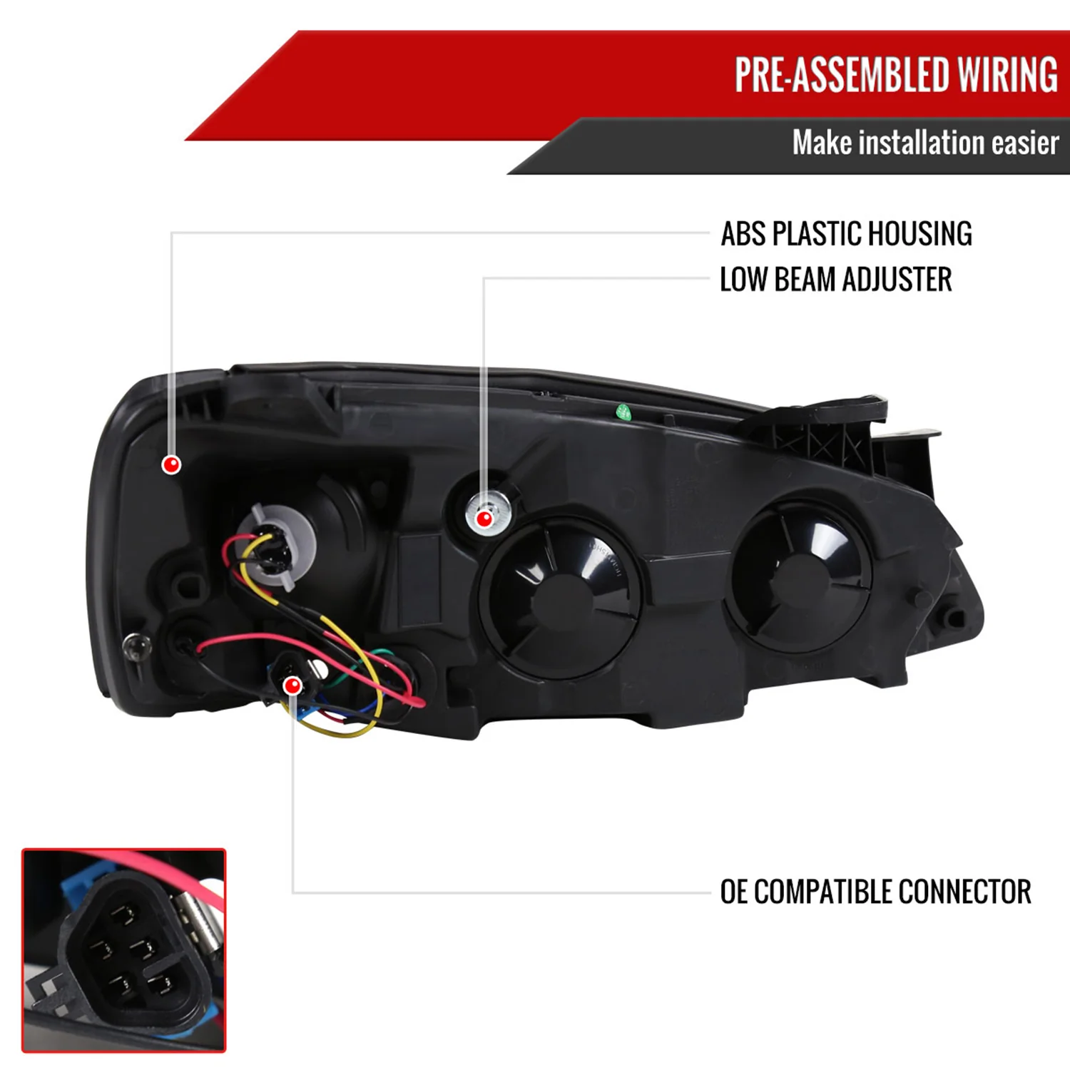 2005-2010 Pontiac G6 Projector Headlights w/ LED Light Strip Black/Smoke Lens - Image 7