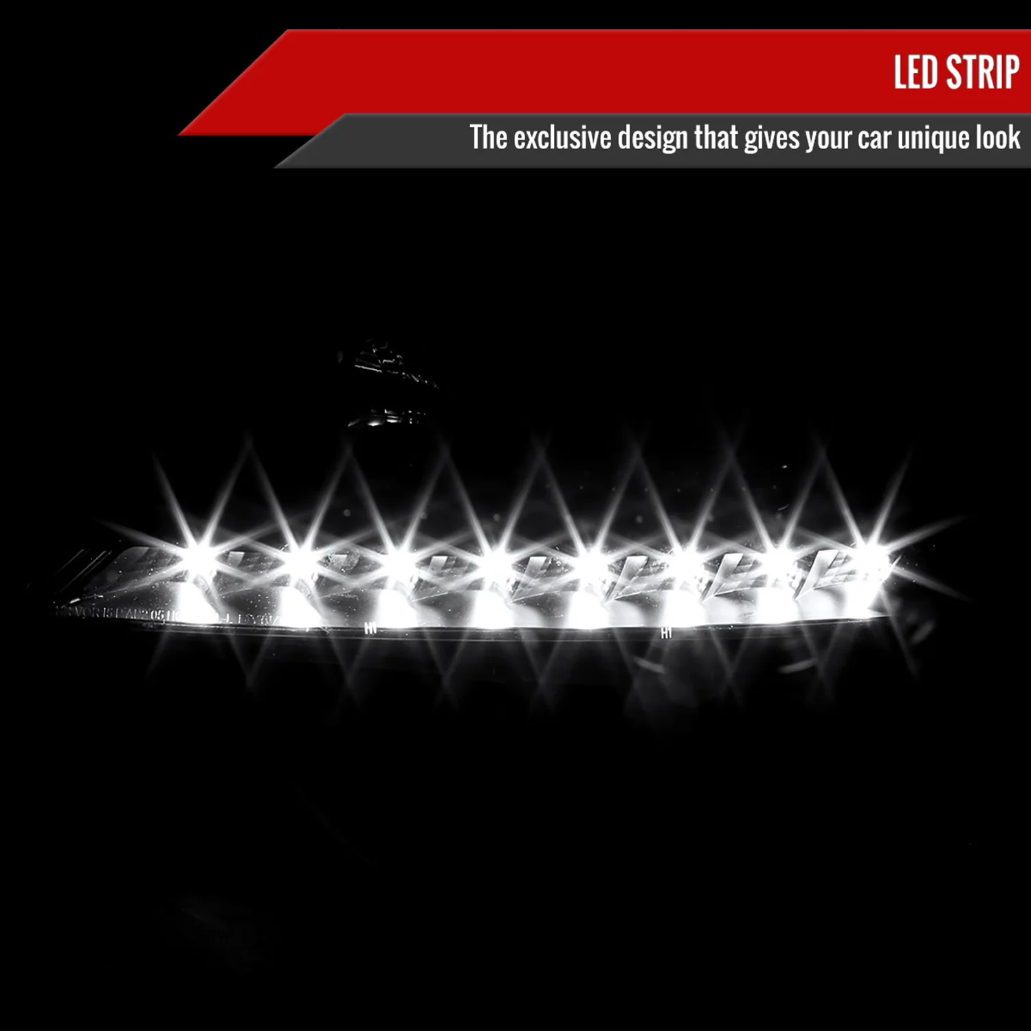2005-2010 Pontiac G6 Projector Headlights w/ LED Light Strip Matte Black/Clear - Image 2