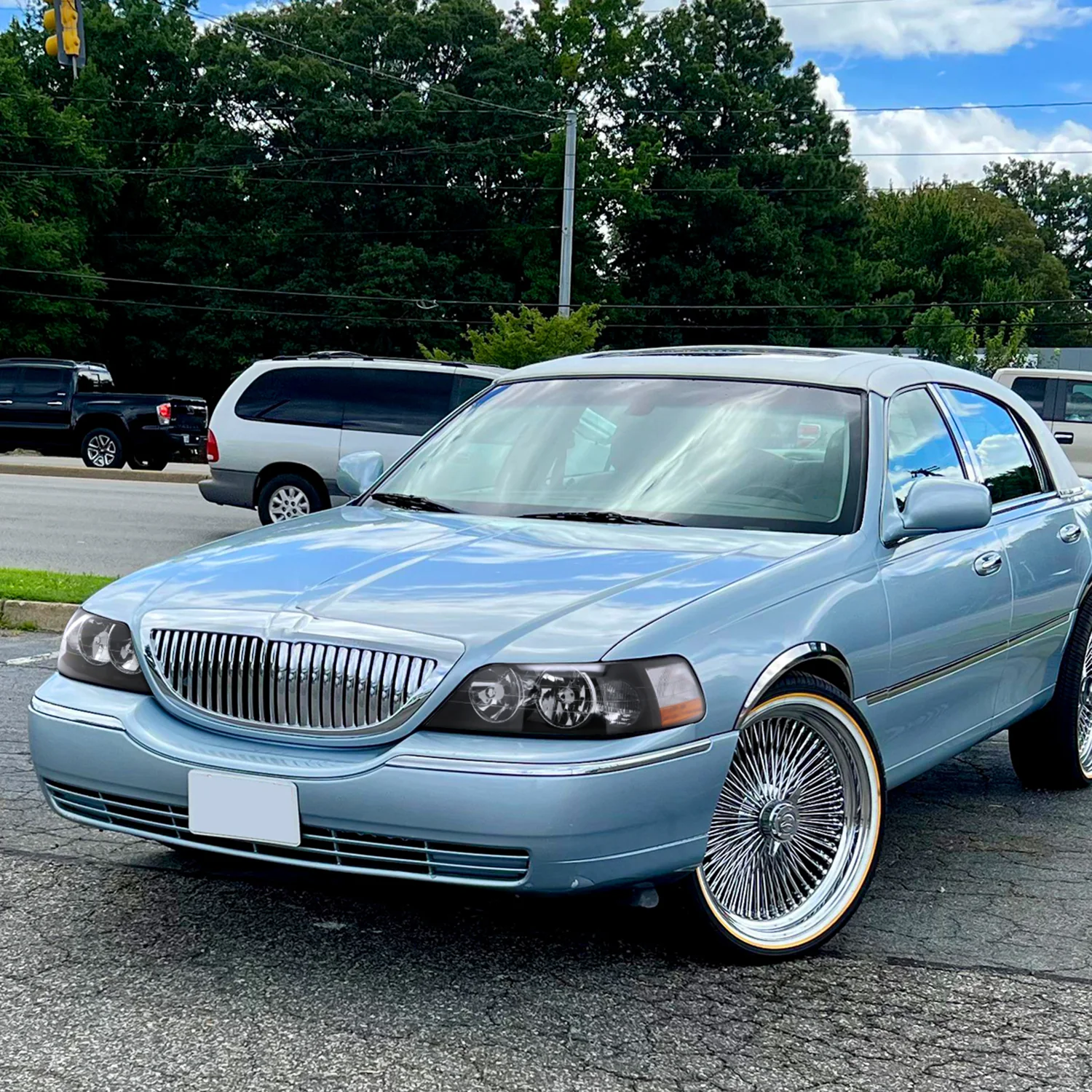 2005-2011 Lincoln Town Car Factory Style Headlights Matte Black/Clear Lens - Image 9