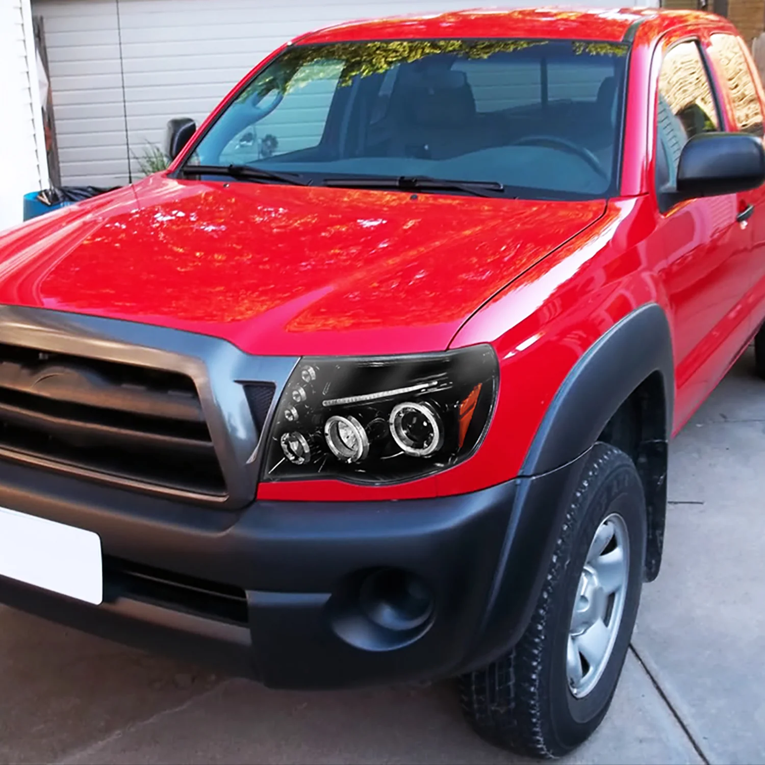 2005-2011 Toyota Tacoma Dual Halo Projector Headlights Jet Black/Clear Lens - Image 10