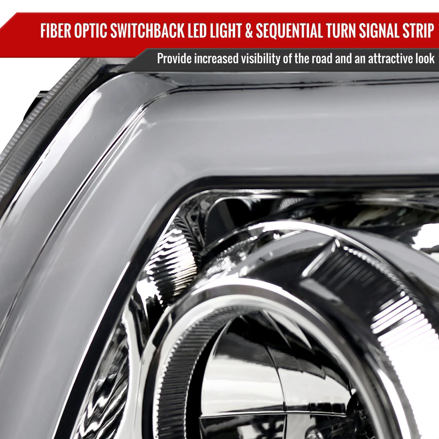 2005-2011 Toyota Tacoma LED Bar Projector Headlights Turn Signal Lights Chrome - Image 5