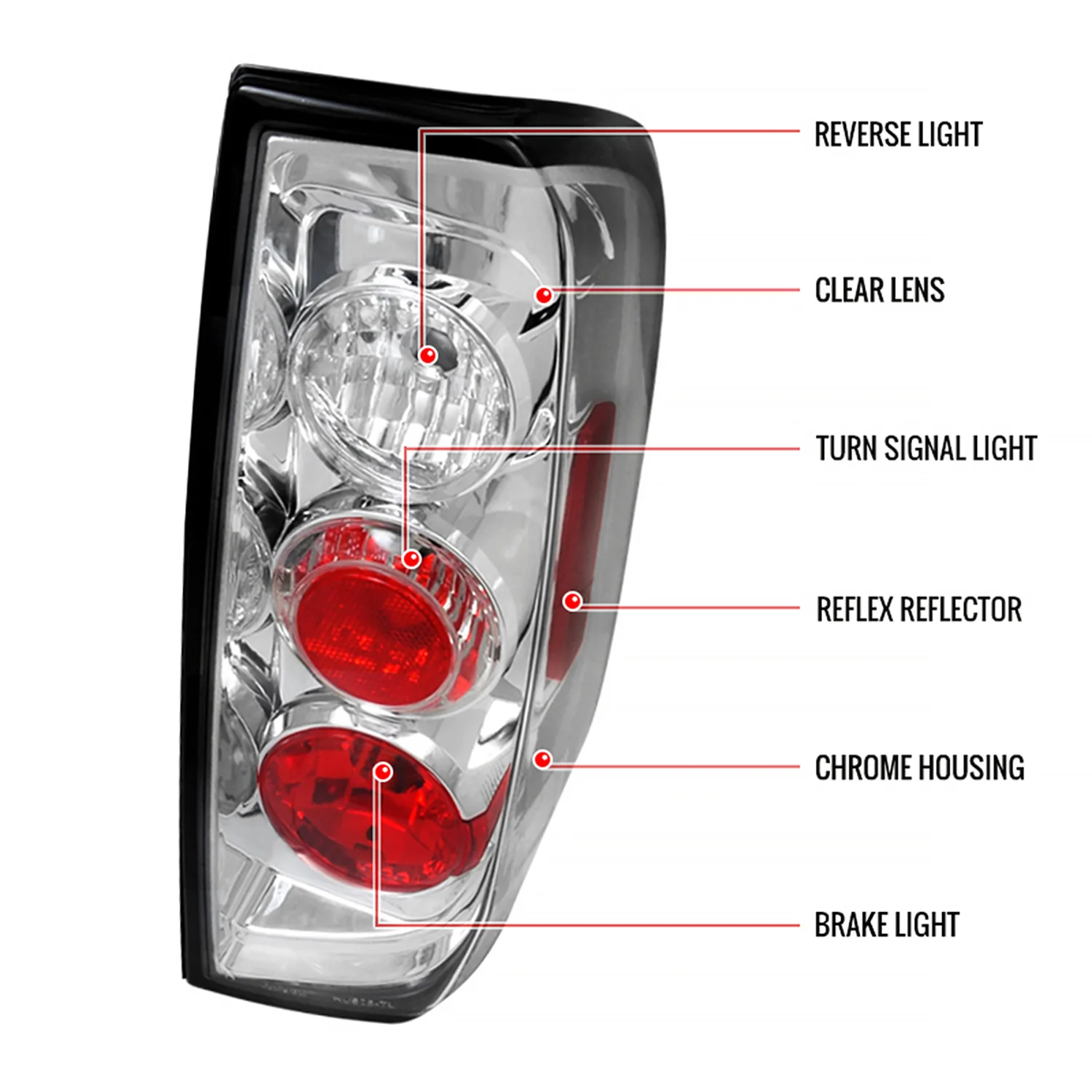 2005-2014 Nissan Frontier/ 2009-2012 Suzuki Equator Tail Lights Chrome/Clear - Image 8