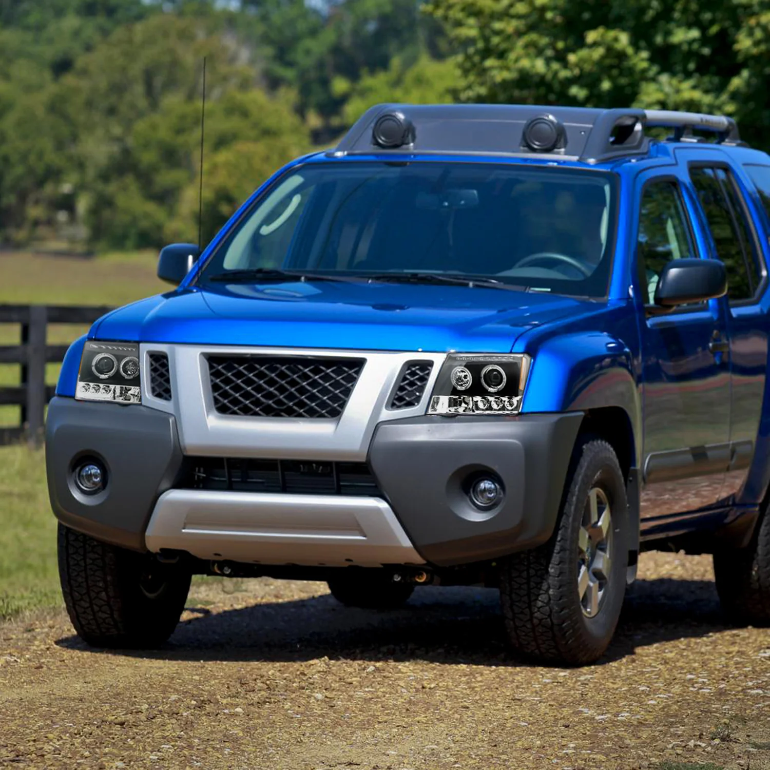 2005-2015 Nissan Xterra Dual Halo Projector Headlights Matte Black/Clear Lens - Image 9