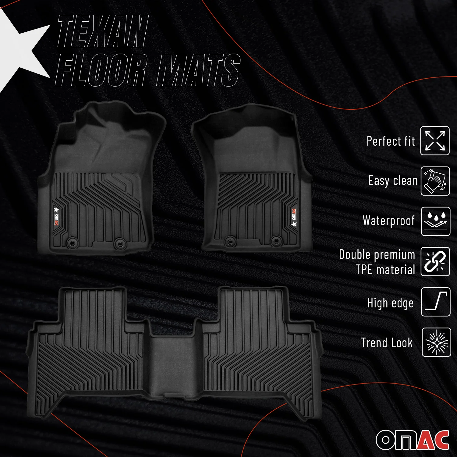 2005-2015 Toyota Tacoma Double Cab Premium Floor Mats Liners First and Second Row Set - Image 2