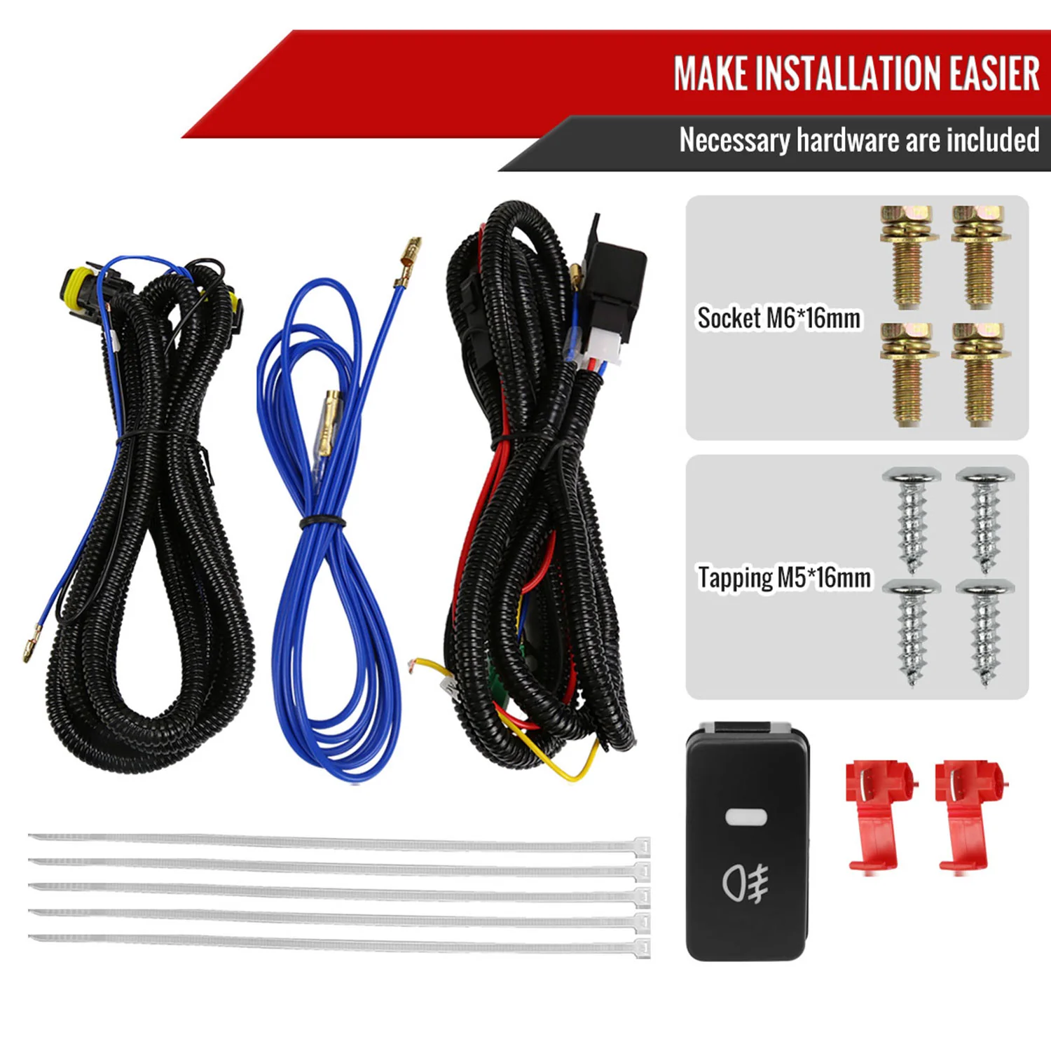 2005-2019 Nissan Frontier H11 Fog Lights Kit Switch & Wiring Harness Chrome - Image 6