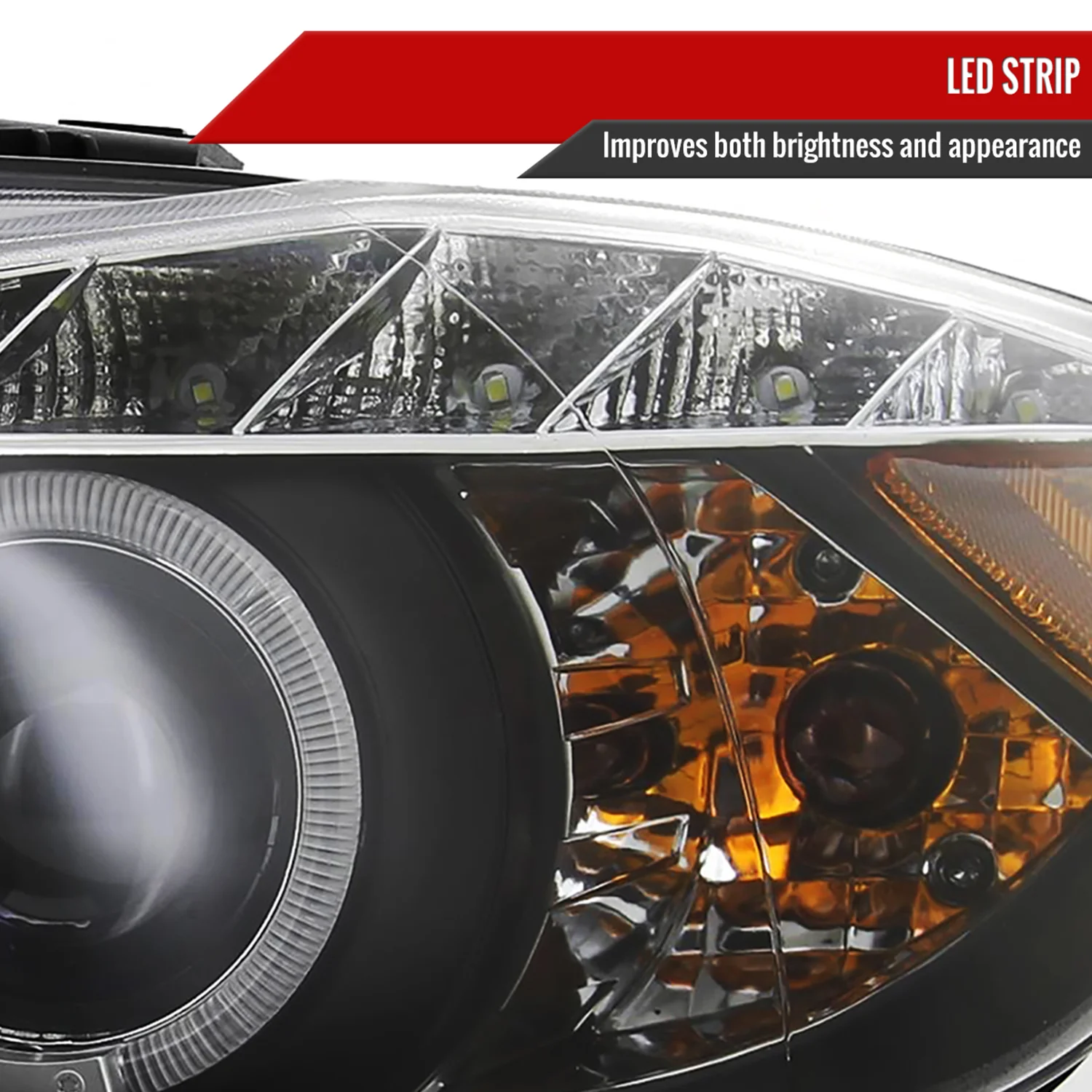 2006-2008 BMW E90 3 Series Sedan Dual Halo Projector Headlights LED Black - Image 5