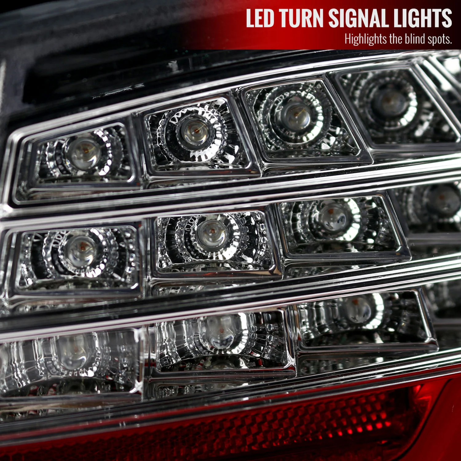2006-2008 BMW E90 3 Series Sedan LED Tail Lights Chrome/Red Clear Lens - Image 4
