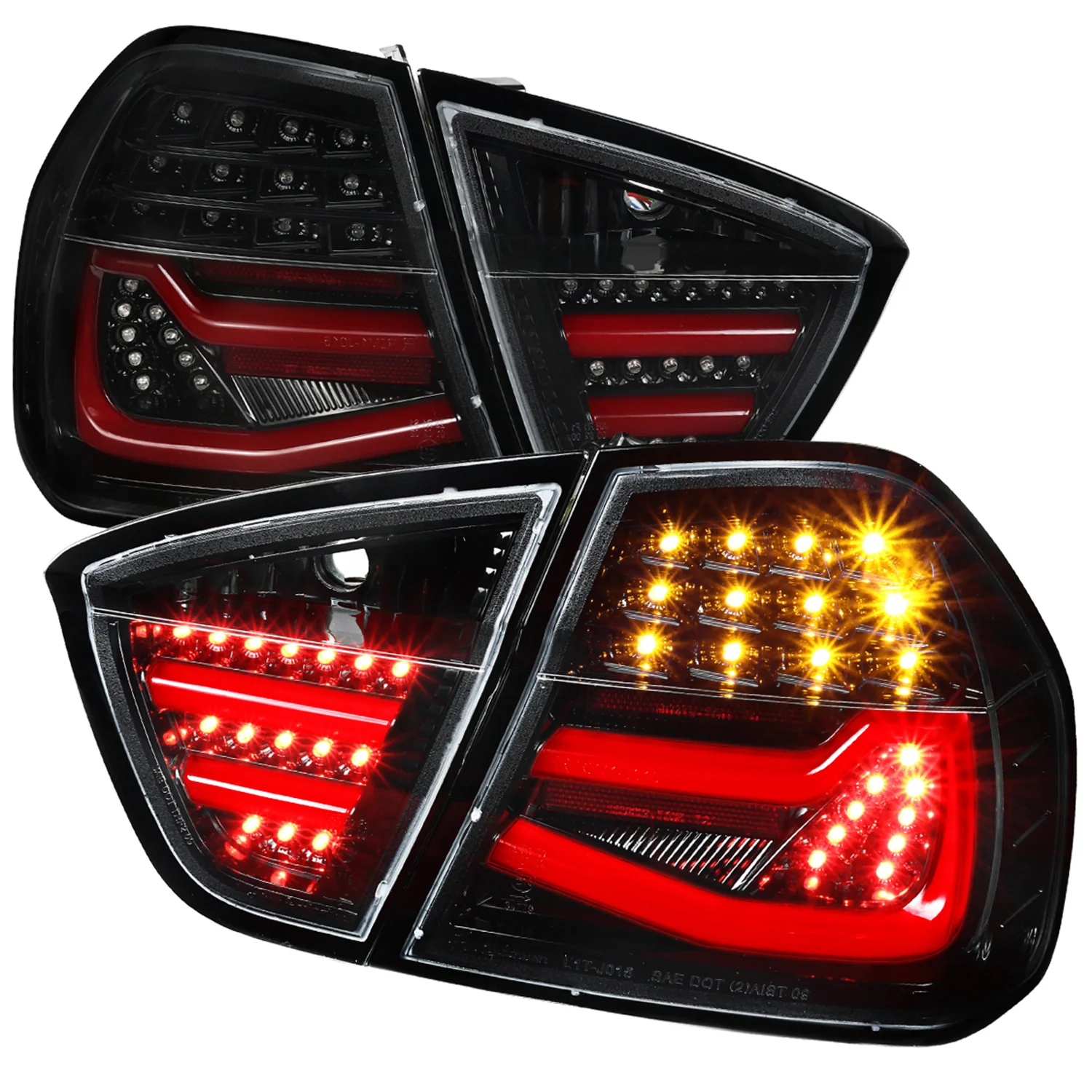 2006-2008 BMW E90 3 Series Sedan LED Tail Lights Jet Black/Clear Lens