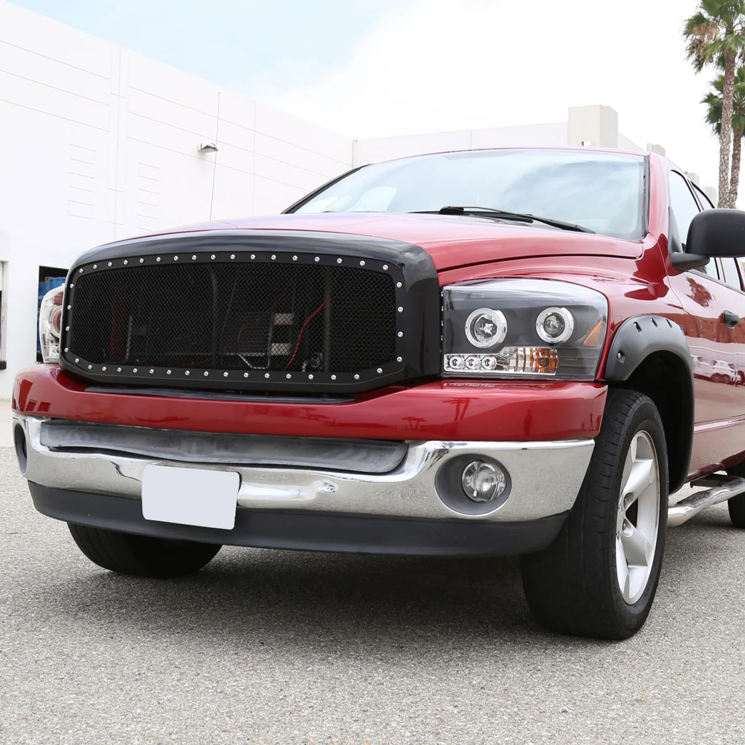 2006-2008 Dodge RAM 1500/ 06-2009 RAM 2500 3500 Dual Halo Headlights Black - Image 9