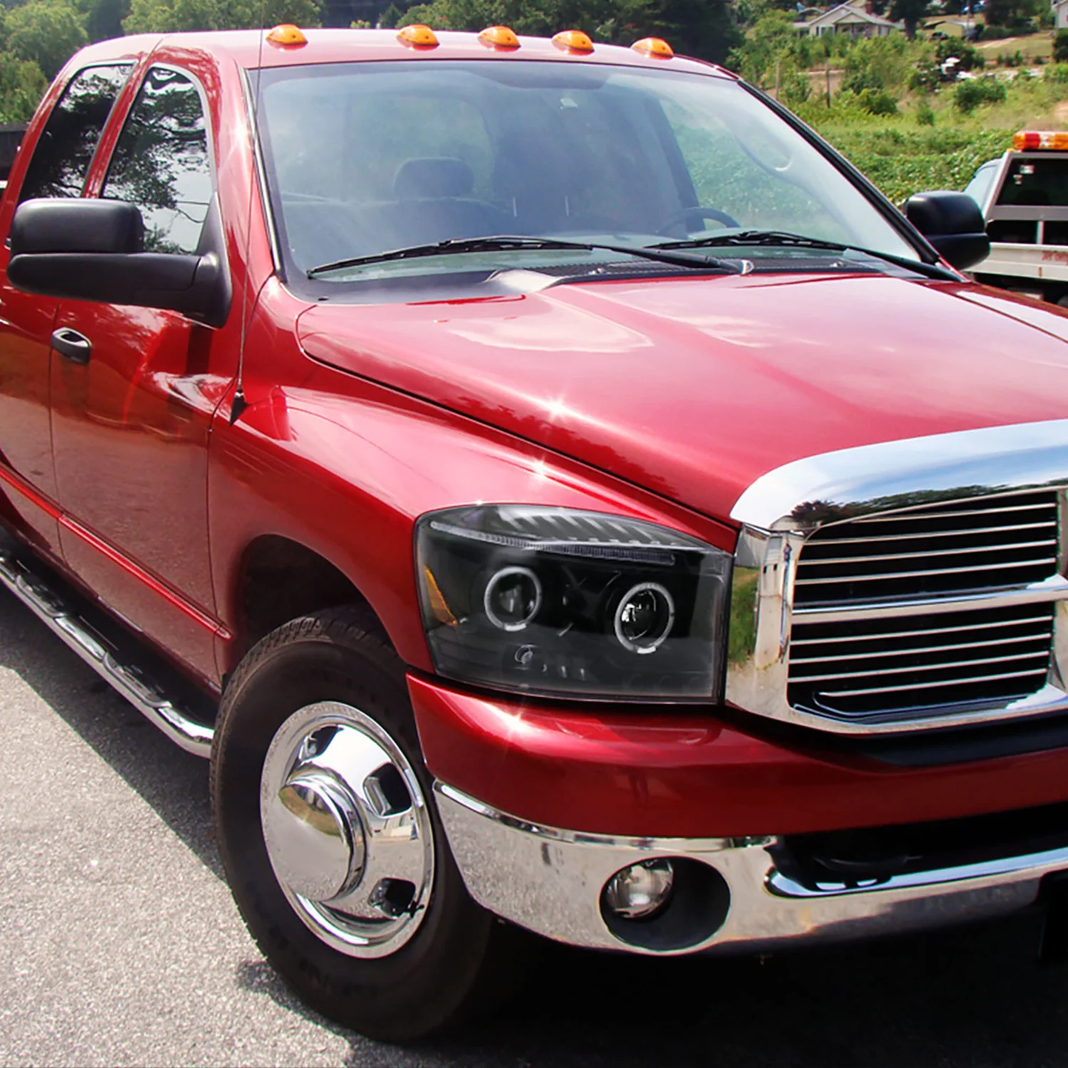 2006-2008 Dodge RAM 1500/ 06-2009 RAM 2500 3500 Dual Halo Headlights Jet Black - Image 10