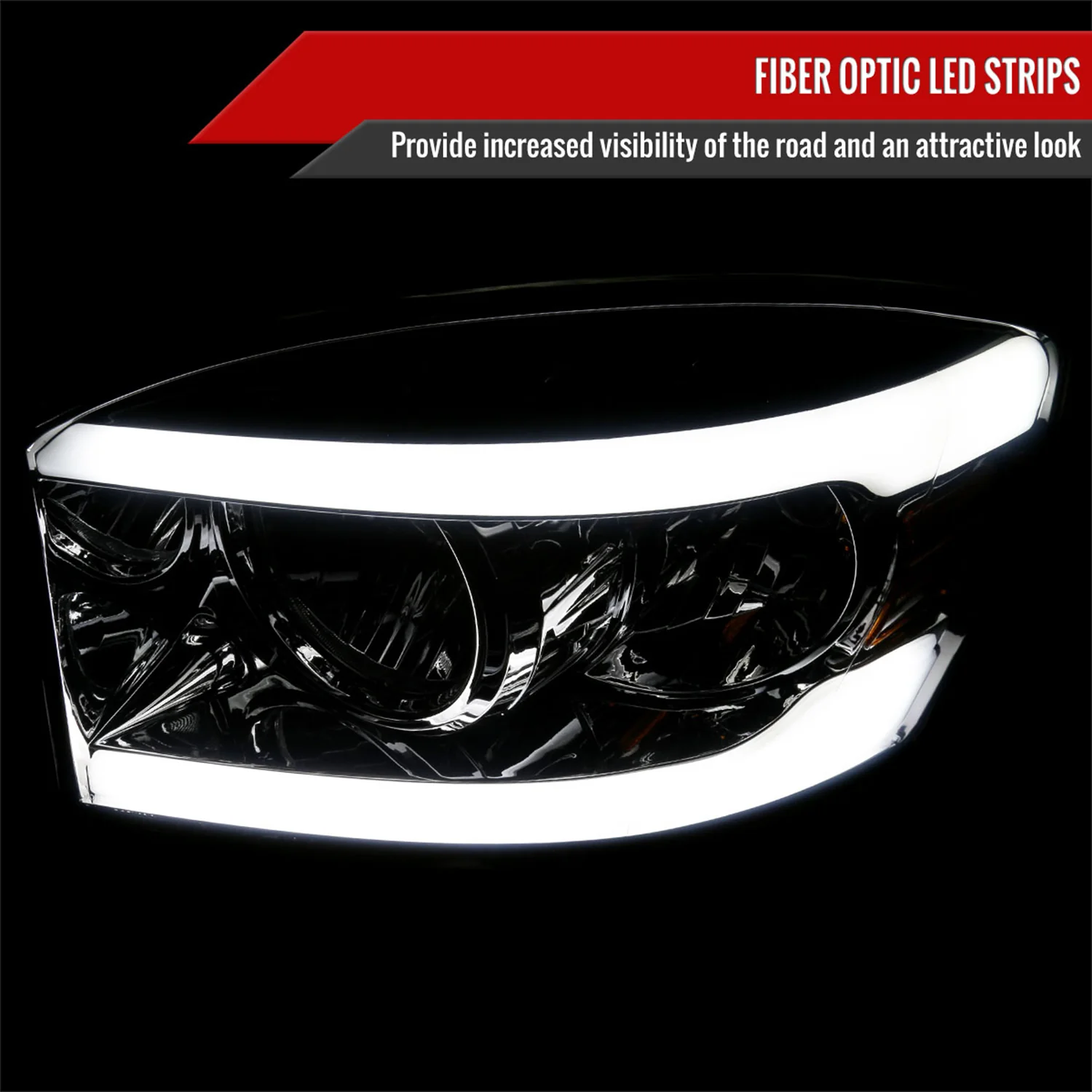 2006-2008 Dodge RAM 1500/ RAM 2500 3500 LED Factory Crystal Headlights Chrome - Image 2