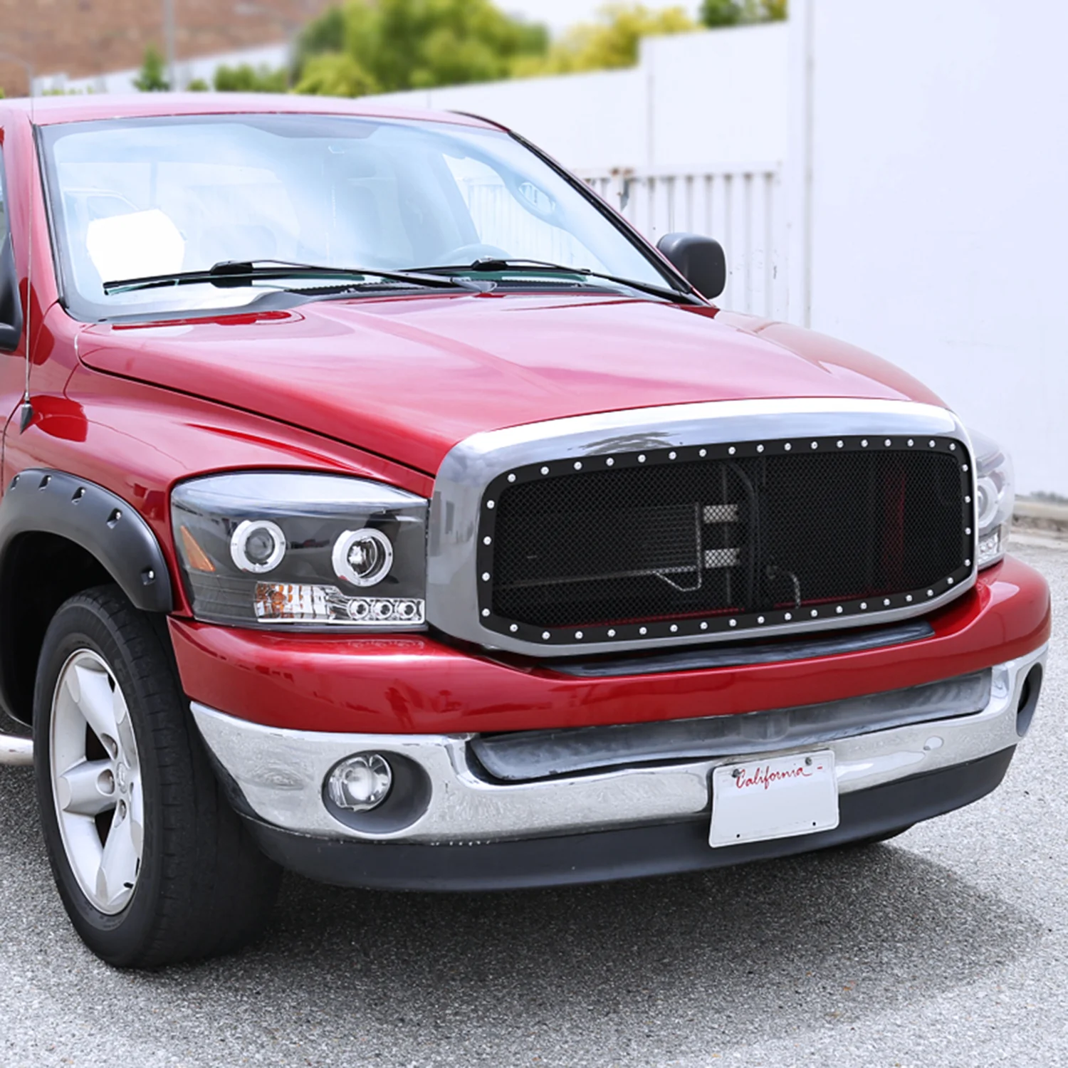 2006-2008 Dodge RAM Chrome ABS Rivet Style Grille w/ Stainless Steel Mesh - Image 10