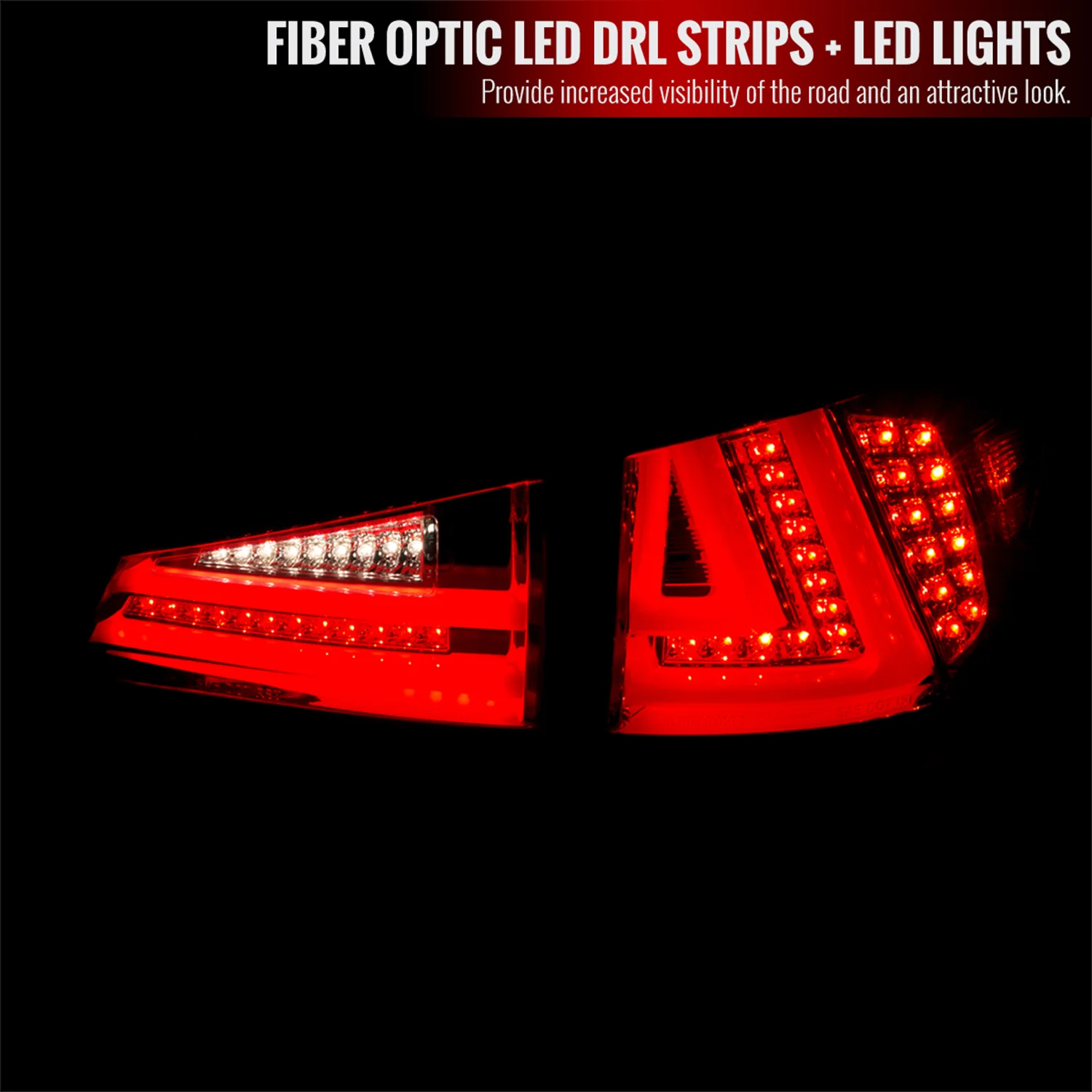 2006-2008 Lexus IS250/IS350 LED Tail Lights & Trunk Lights Chrome/Red Lens - Image 2