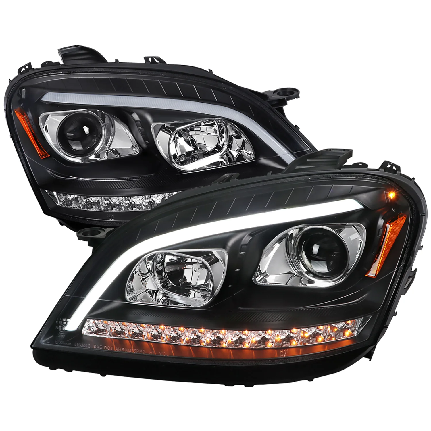 2006-2008 Mercedes W164 ML Class LED Bar Headlights Signal Lights Matte Black