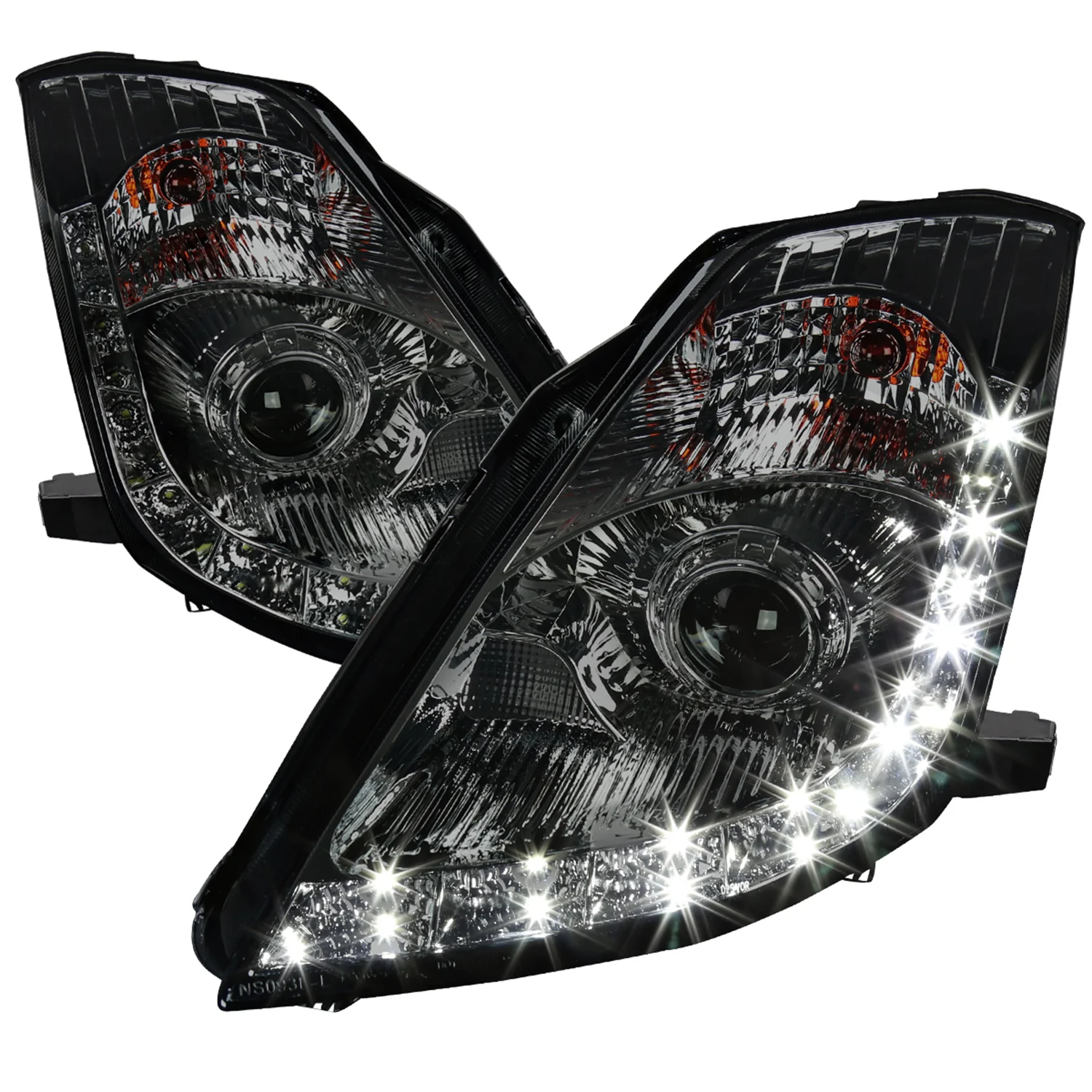 2006-2009 Nissan 350Z SMD LED Light Strip Projector Headlights Chrome/Smoke