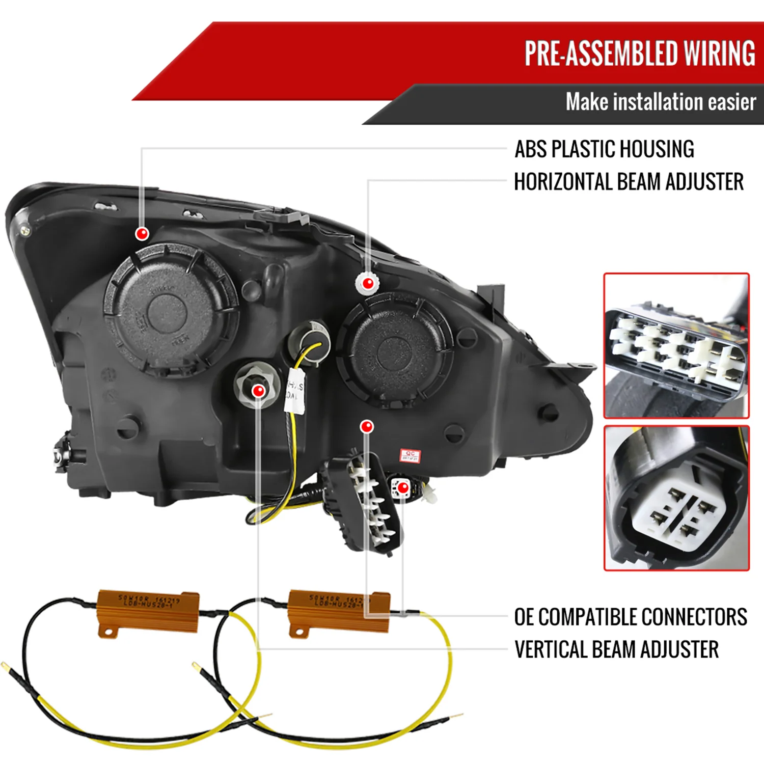 2006-2010 Lexus IS250/IS350 LED Light Headlights LED Signal Lights Black - Image 7